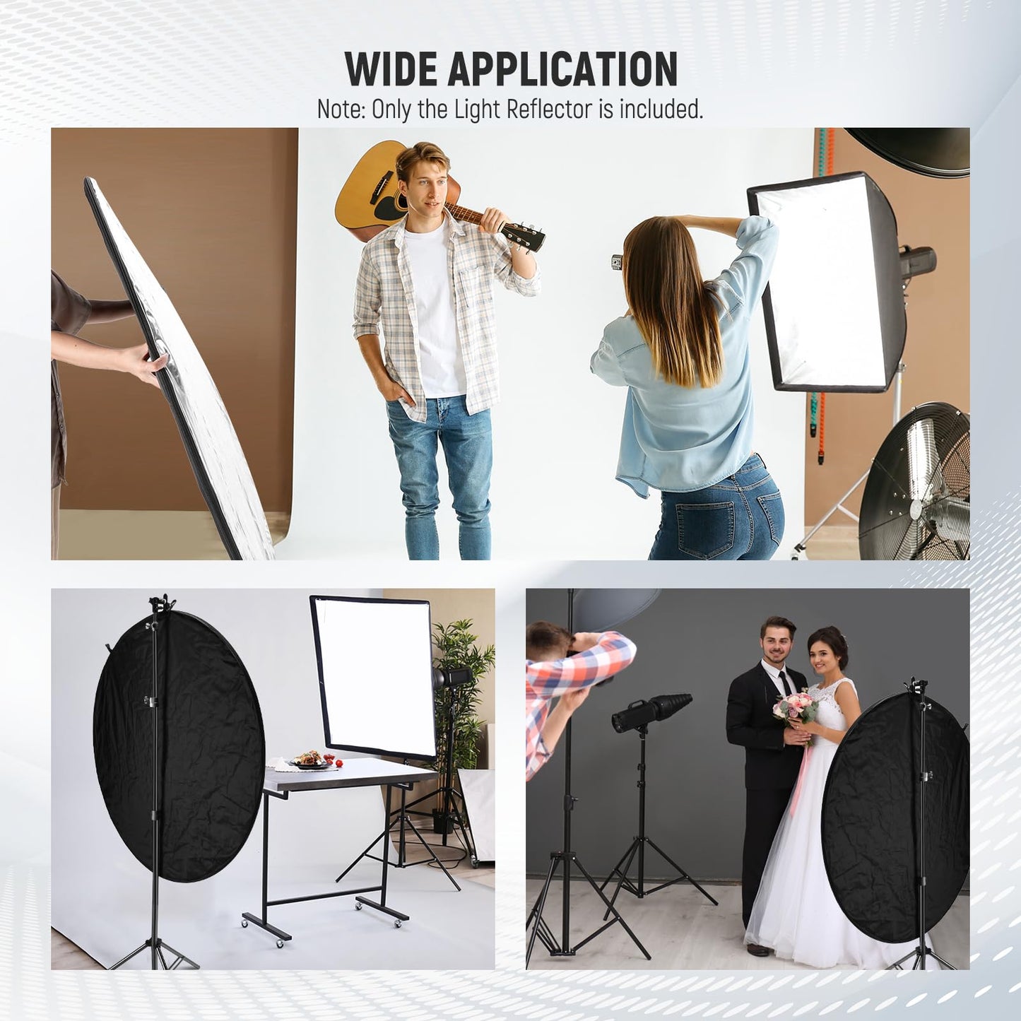 NEEWER 51"/130cm Difusor Reflector de Luz Multidisco Plegable 5 en 1 con Bolsa - Translúcido, Plata, Oro, Blanco y Negro para Iluminación de Fotografía de Estudio al Aire Libre, RF-130