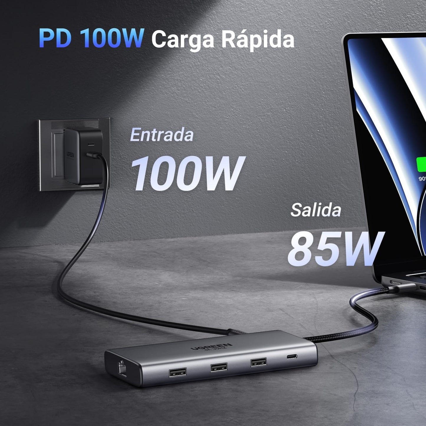 UGREEN Revodok Pro 210 USB C HUB 2 HDMI, 10 en 1 Docking Station con 3 USB A, USB C 3.0, 100W Carga, Lector de Tarjetas SD TF, 1000M Ethernet, HDMI Dual 4K 60Hz y Unico 8K 30Hz Compatible con Windows