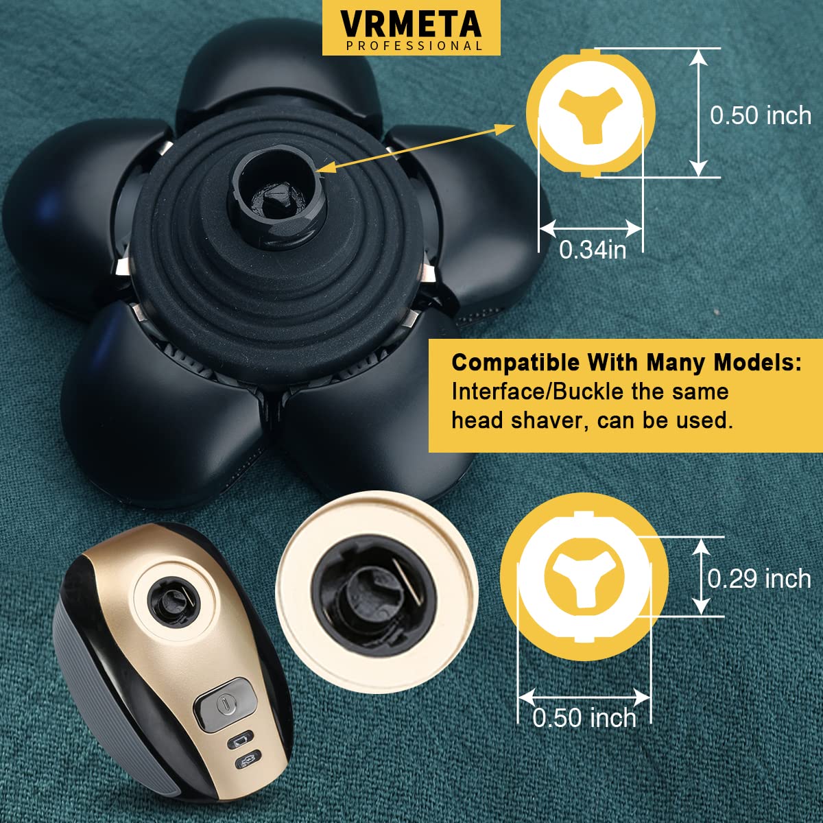 VRMETA - Cabezales de repuesto de acero inoxidable afilados, cuchillas de repuesto flexibles y alternativas para afeitadora eléctrica giratoria (6 cabezales (negro)