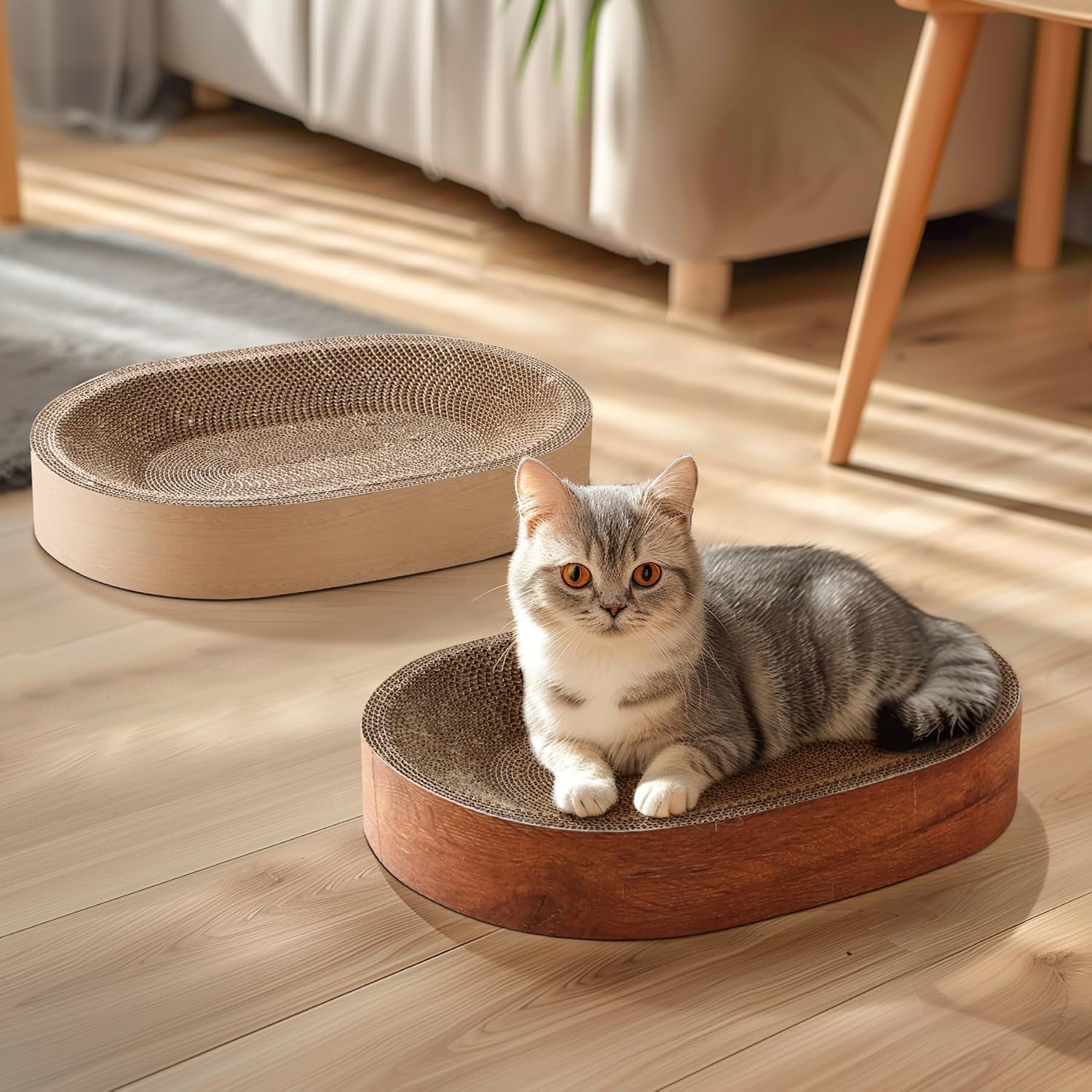 ComSaf Tabla De Rascar para Gatos - Rascador De Gatos para Gatos De Interior, Almohadilla para Raspar Gatos De Cartón Oval Cat Rascador Cama para Gatito, Durable Cat Scratcher Bowl Circle, P