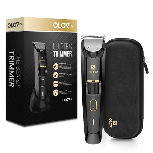 Recortadora de Barba OLOV X Negra con Dial de Precisión para Hombre