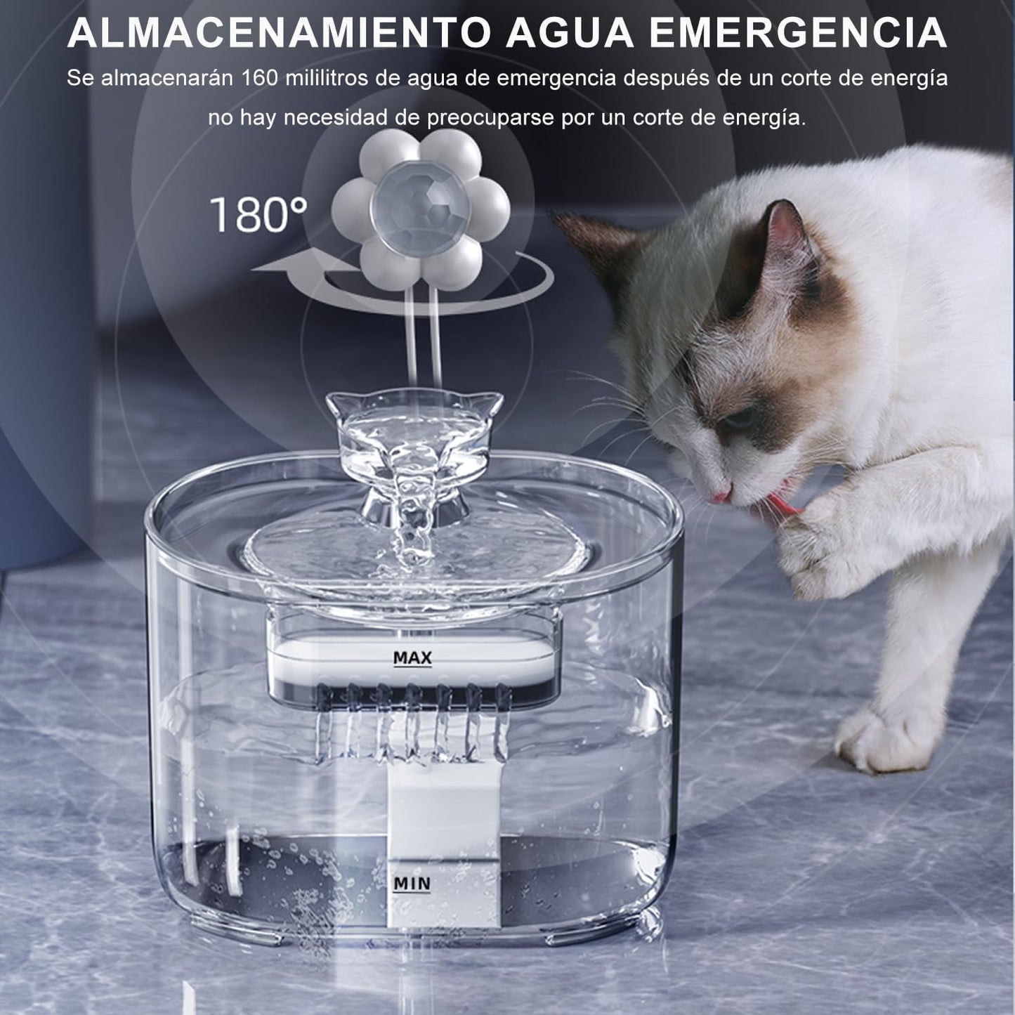 ICHIDO Bebedero para Gato con Luz LED, 74oz/2.2 L Fuente de Agua para Gatos, Fuente para Mascotas con Bomba Ultra Silenciosa, Dispensador con Filtros de Agua para Gatos, Perros y Mascotas, Sin BPA