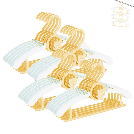 HGYZE Perchas para Clóset de Guardería de Bebé, Ultradelgadas Antideslizantes y Extensibles Percha de Pantalones Infantiles para Ropa de Recién Nacido -20pcs Regalo Amarillo- Percha de Abrigo