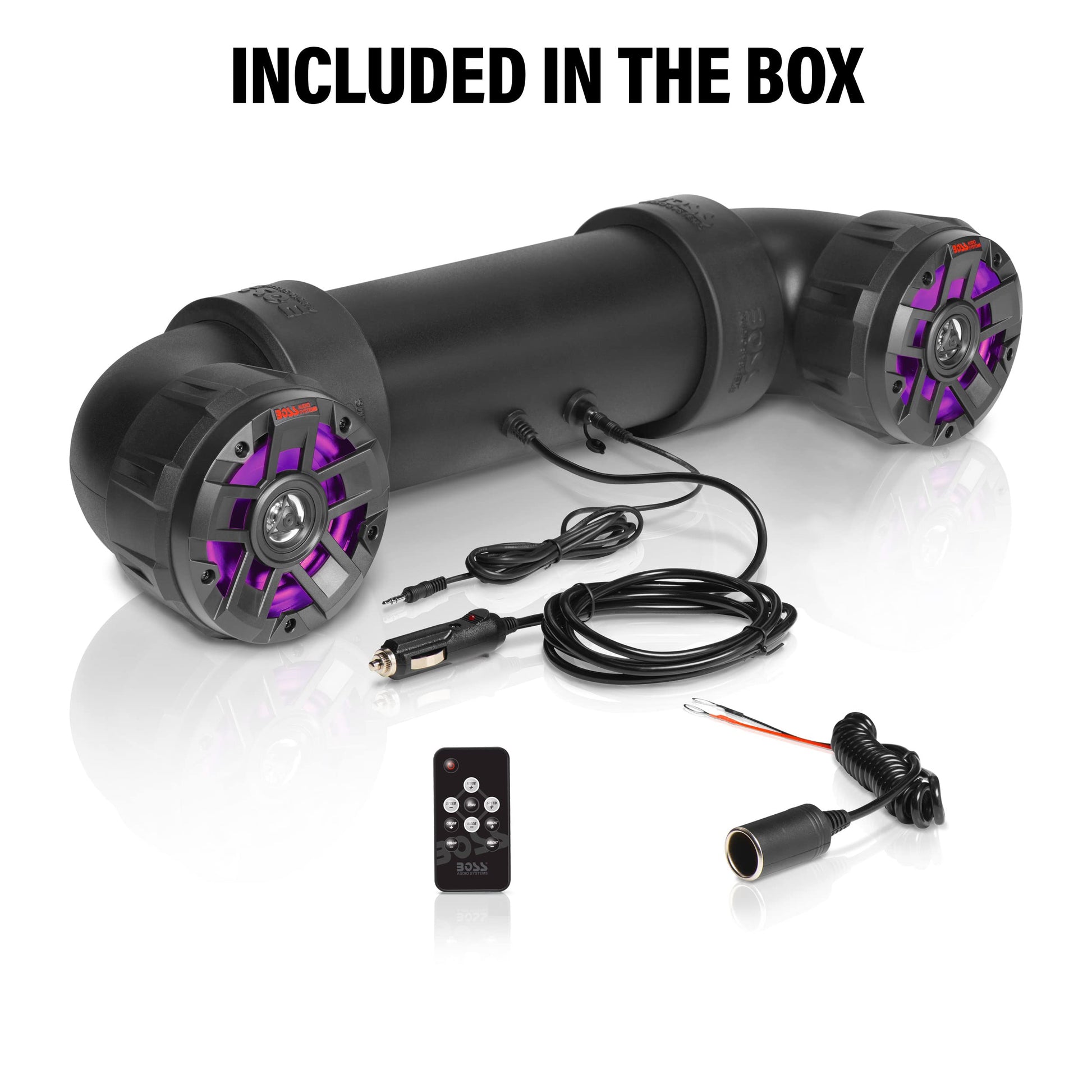 BOSS Audio Systems UTV4BRGB ATV UTV Sistema de sonido resistente al agua – Altavoces de 4 pulgadas, altavoz de agudos de 1 pulgadas, amplificador integrado, Bluetooth, iluminación multicolor, fácil instalación para vehículos de 12 voltios