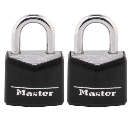 Candado Master Lock negro de aluminio 3/4 de pulgada de ancho 2 unidades