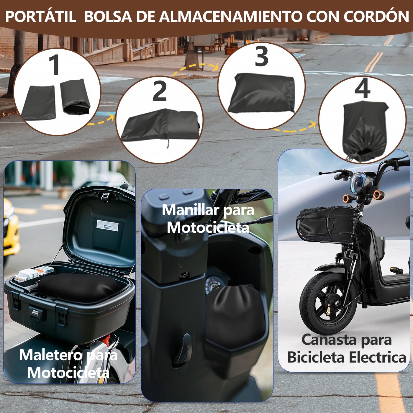 FOTOAZUL Funda para Moto Impermeable 210D Oxford Cubierta de Motocicleta Protector para Bicicleta Exterior, Protección Completa Resistente al Agua, al Polvo y al Viento, Accesorios para Moto - XL