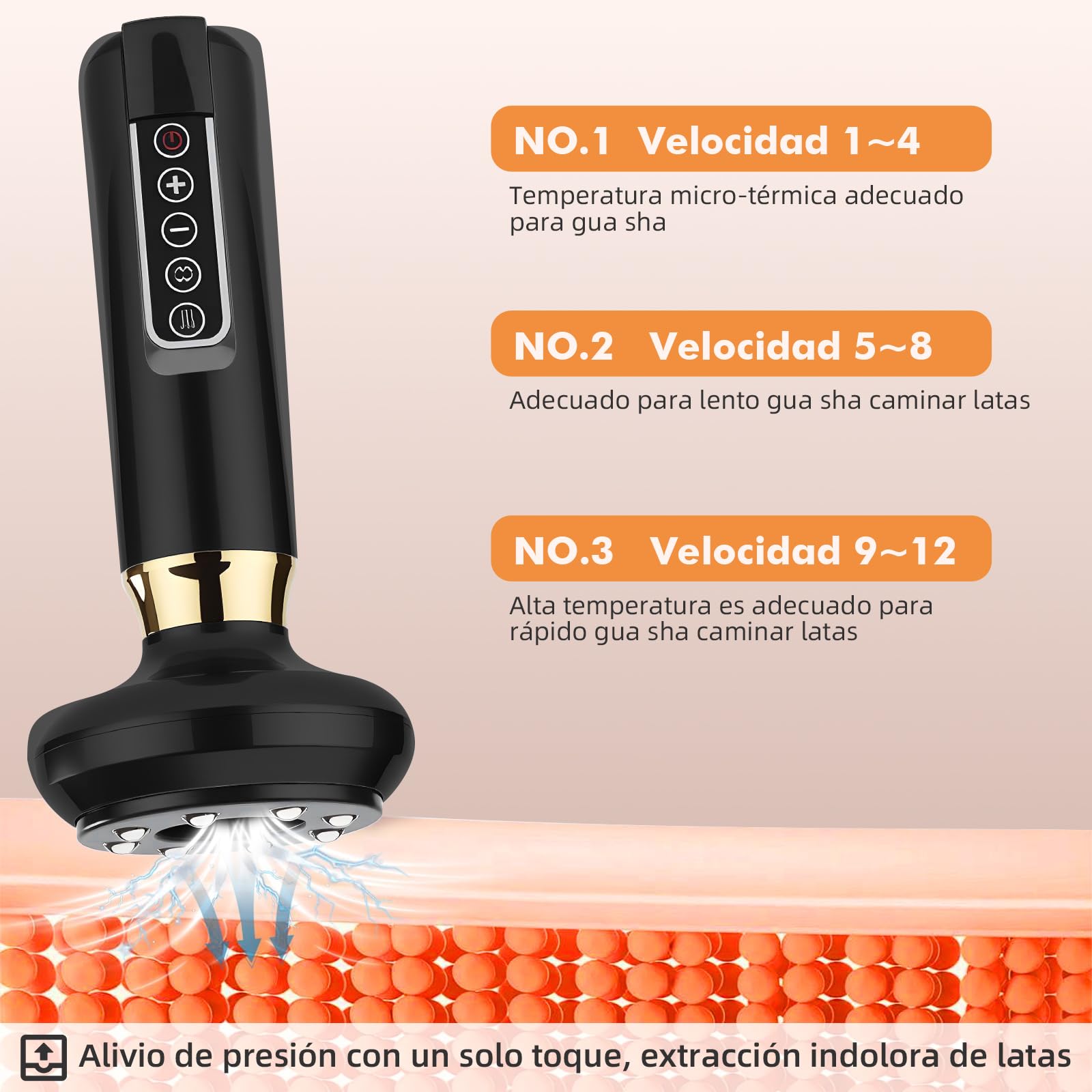 Masajeador Electrico Celulitis,Masajeador Corporal Multifuncional,con Tablero Gua Sha,Herramienta de Masaje Eléctrico,12 Niveles con Calor, Eliminador De Celulitis para Abdomen,Brazo,Cintura