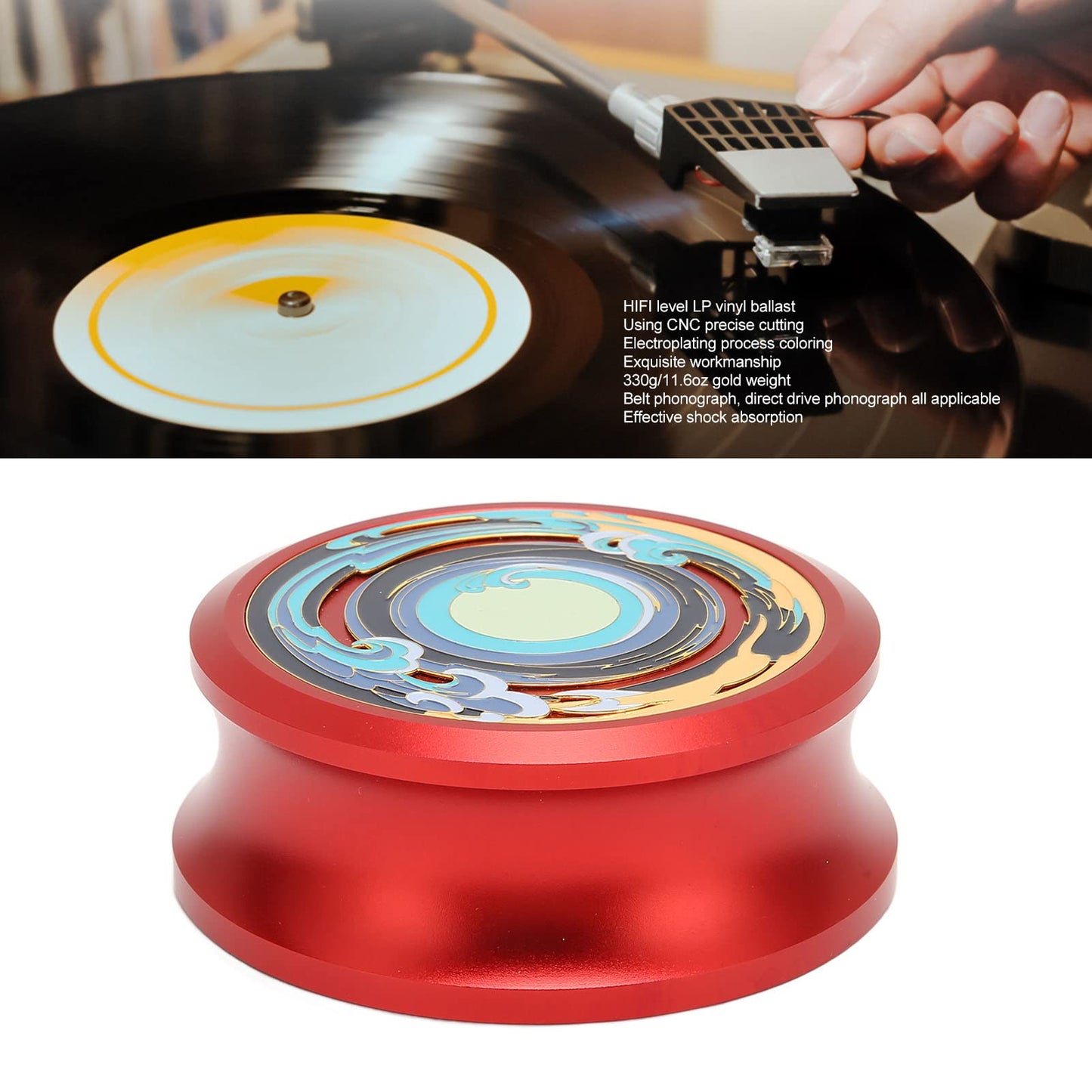 Estabilizador de Disco HiFi LP de Luqeeg, Rojo, Aluminio de Aviación, Latón, Metal, Estabilizador de Disco de Vinilo, Estabilizador