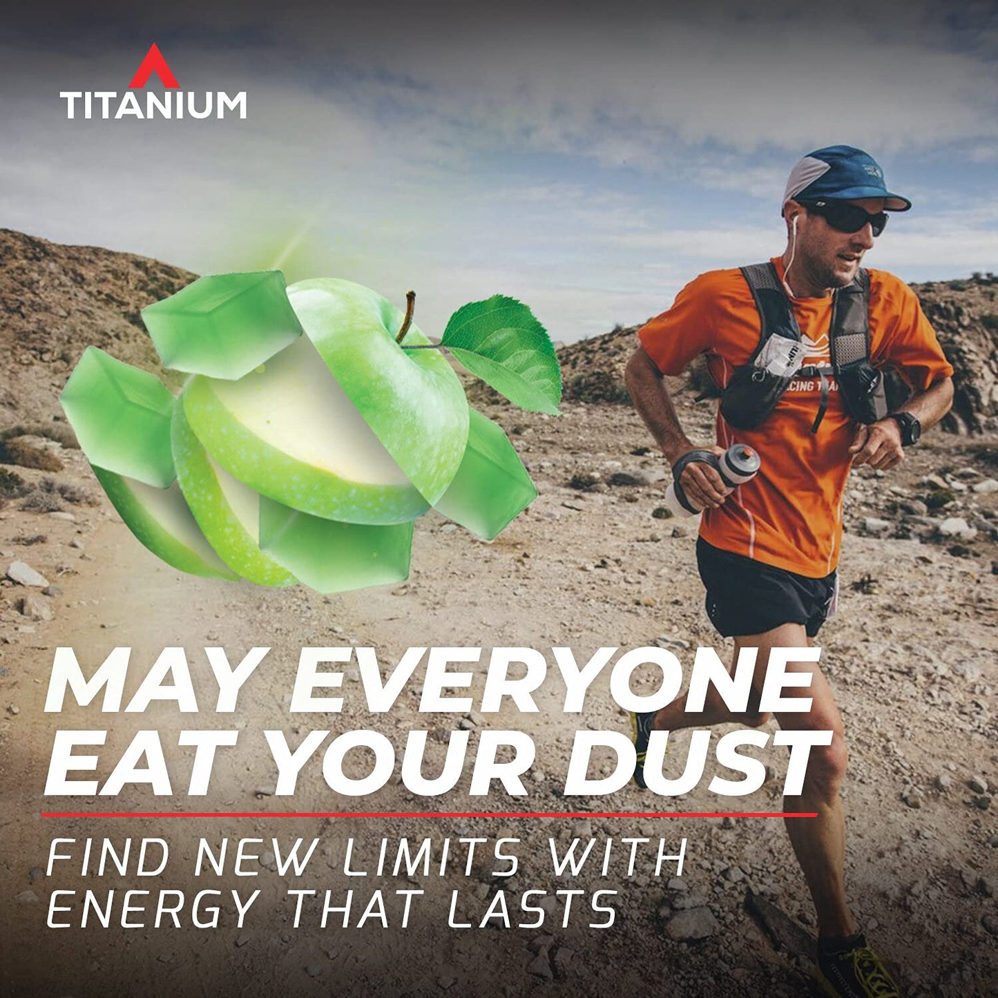 Gomitas Energéticas TITANIUM Verde Manzana con Glucosa para Corredores y Ciclismo