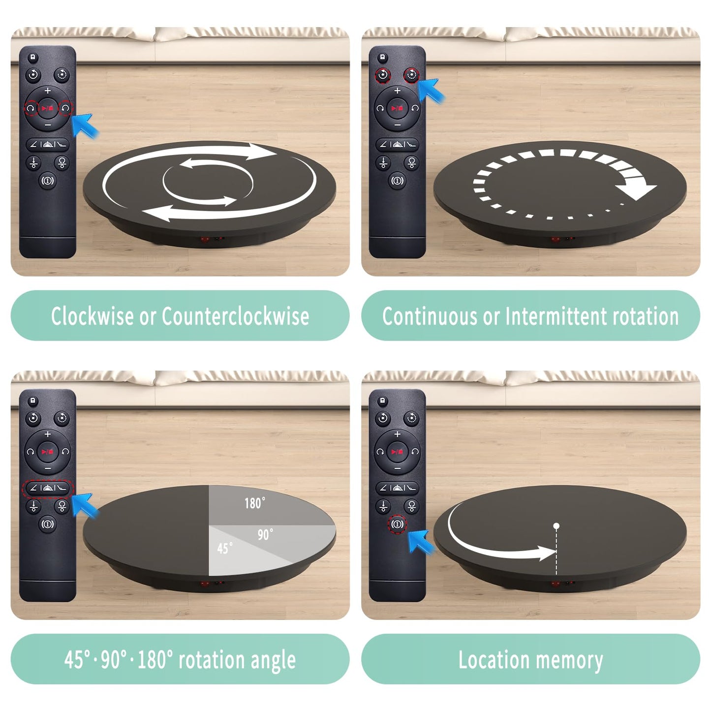 JAYEGT - Soporte de visualización giratorio motorizado, giratorio eléctrico de 360 grados para visualización de productos, video en vivo, ángulo de control remoto, velocidad (negro/23.6 pulgadas/350