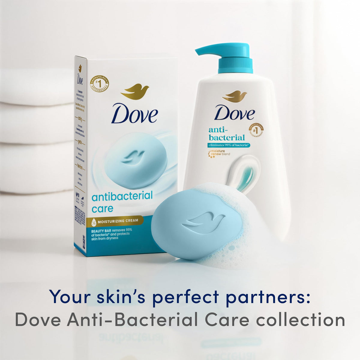Dove Beauty Bar For All Skin Types Antibacterial Protects from Skin Dryness 3.75 oz 6 Bars