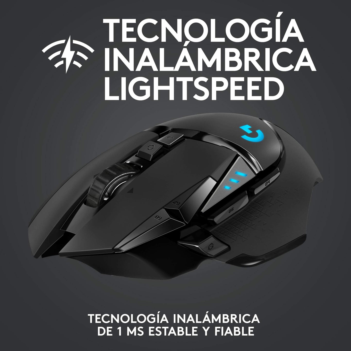 Logitech G502 LIGHTSPEED Mouse Gaming Inalámbrico, HERO 25K, 25,600 DPI, RGB, Peso Reducido, 11 Botones Programables, Batería Larga Duración, POWERPLAY-compatibile, PC, Negro - Windows