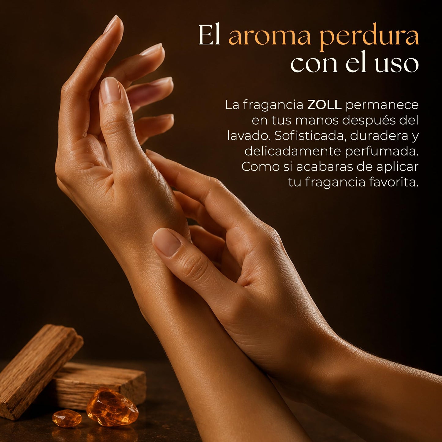 ZOLL Jabón Líquido para Manos - Warm Balance Sándalo y Ámbar - Fragancia Premium Tipo Perfume - Larga Duración - Fórmula Espumante Hidratante - Limpieza Sofisticada para Uso Diario