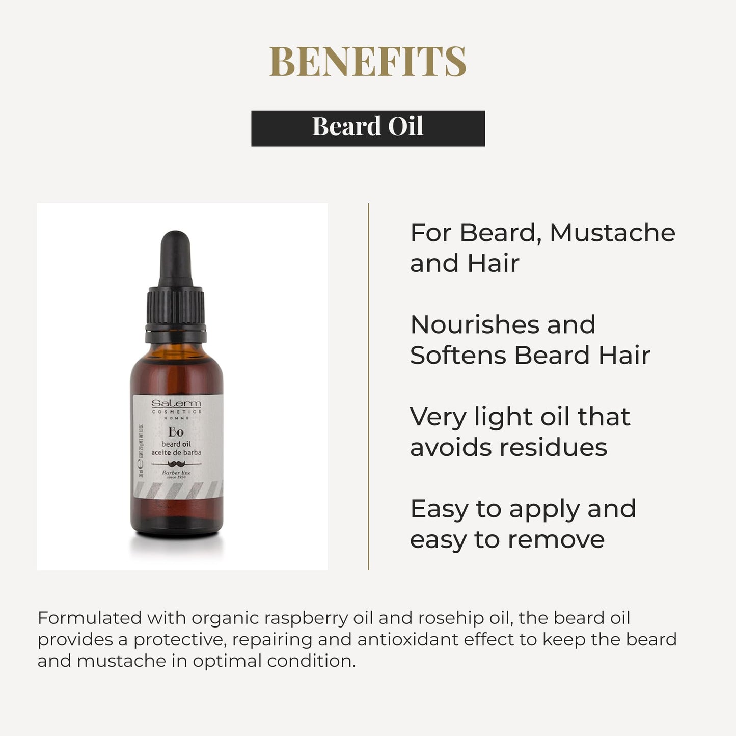 Salerm Homme Beard Oil, 1.0 Ounce/30 ML