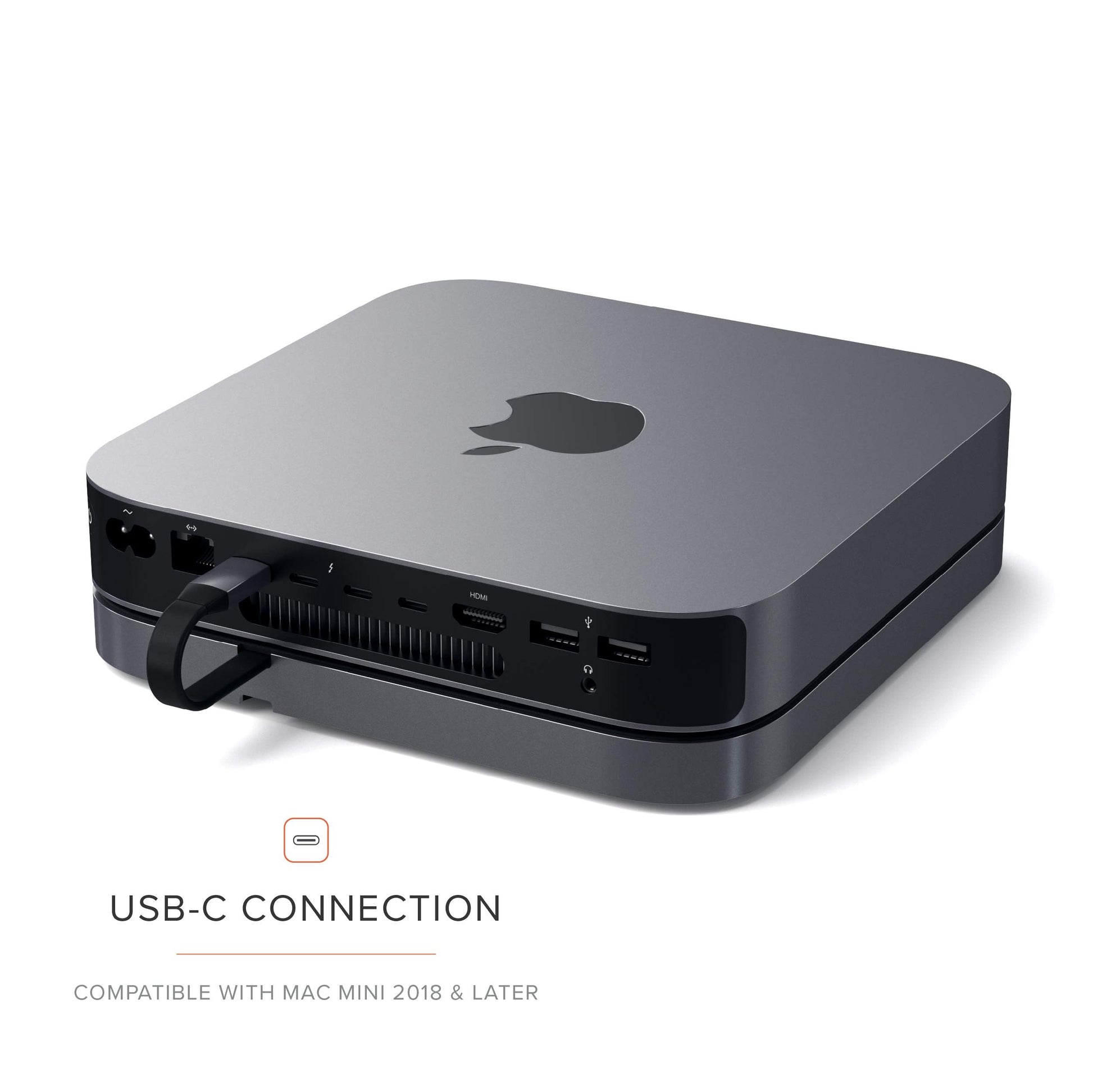 Soporte y Hub Tipo-C SATECHI Gris Espacial con Puerto de Datos USB-C y Lectores de Tarjetas para Mac Mini y Mac Studio