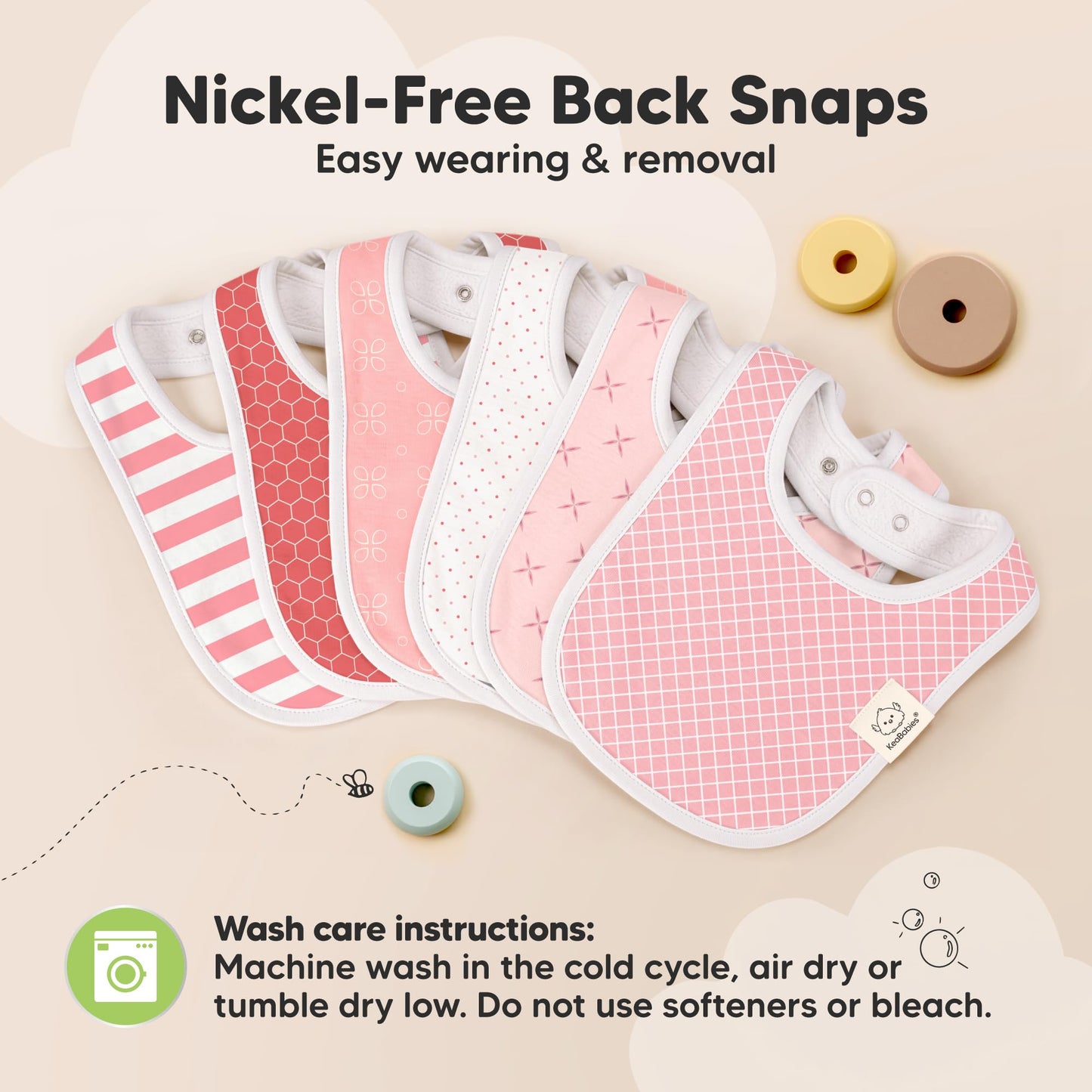KeaBabies - Paquete de 8 baberos orgánicos para bebé para babeo y dentición, baberos de algodón suave para bebé, niño, extra absorbentes, fáciles de limpiar y poner para niños pequeños, recién nacidos