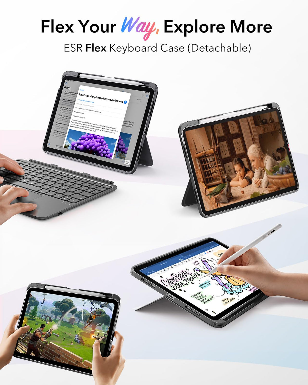 Funda iPad ESR Ultraligera con Teclado A16 11/10 Generación
