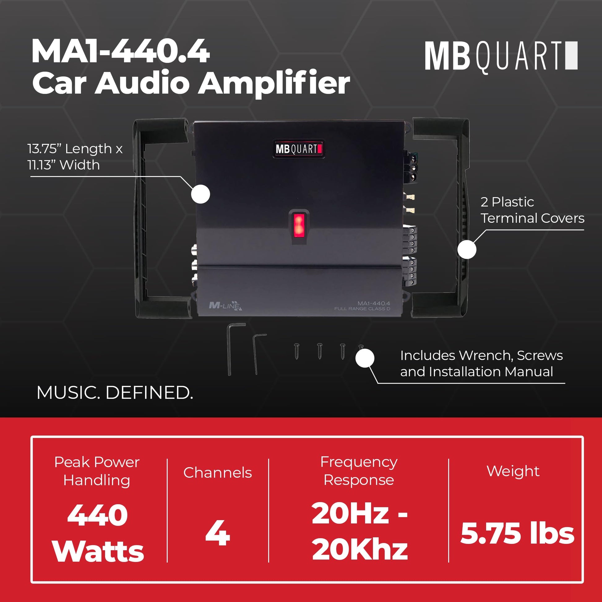Amplificador de Audio para Coche MB Quart Negro 440 W 4 Canales Clase Digital D