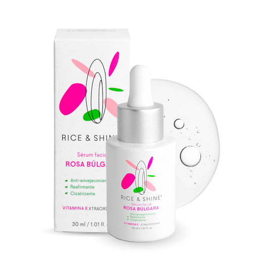 RICE & SHINE | Serum Acido Hialuronico y Rosa Búlgara | Con 60% más Vitamina E que el Aceite de Argán - 100% Natural | Hidratante Facial | Skincare