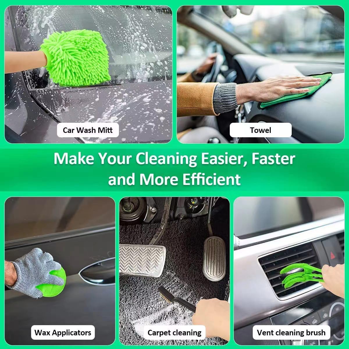 Cepillos para Detalles de Automóviles, Juego de Cepillos de 21 Piezas, Kit de Lavado de Autos, Accesorios para Automóviles, Herramientas de Limpieza de Automóviles para Ruedas Interiores y Exteriores