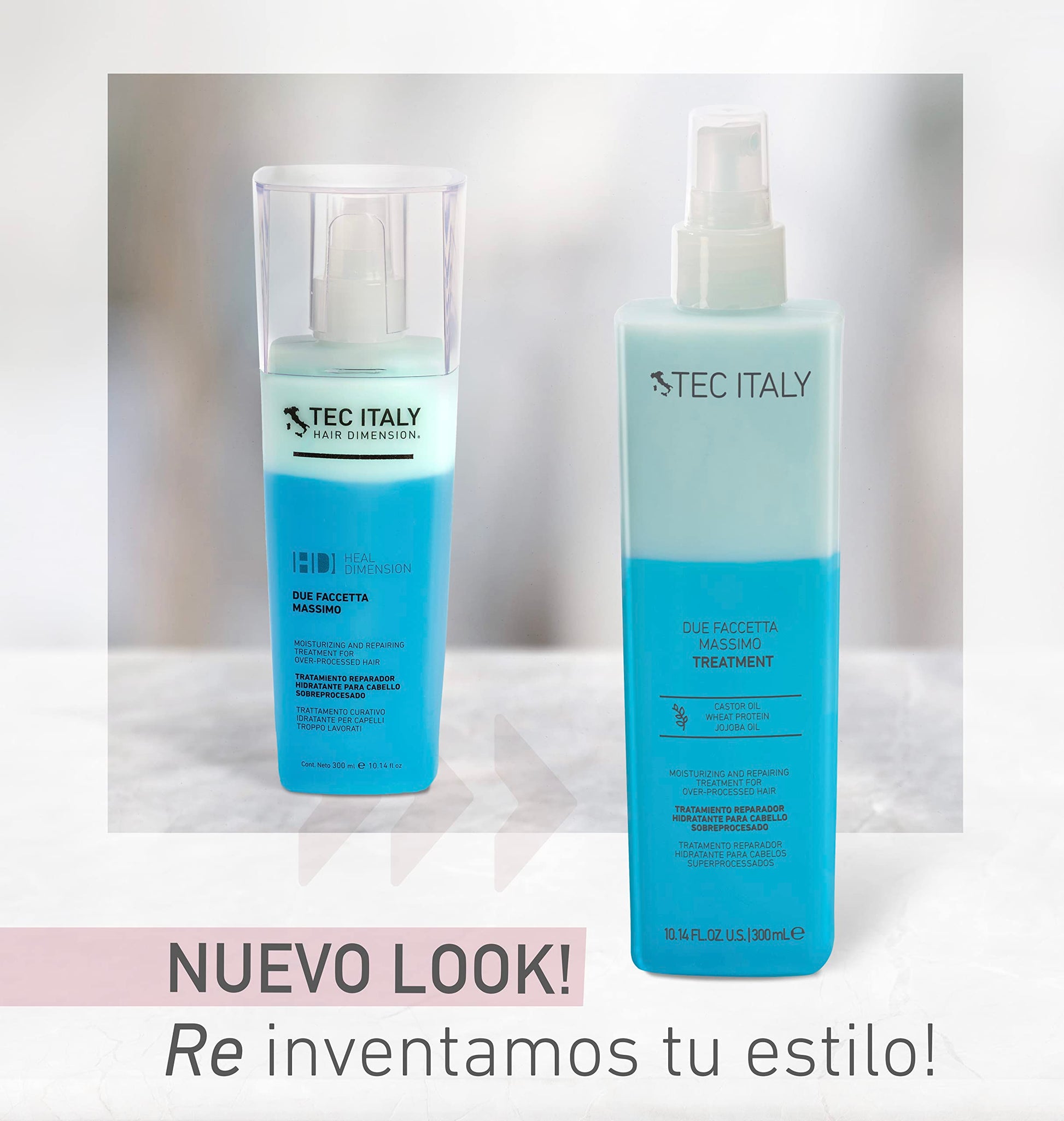 TEC ITALY Tratamiento para Cabello Sobreprocesado 300ml - Hidratante, Reduce Frizz y Protege del Sol