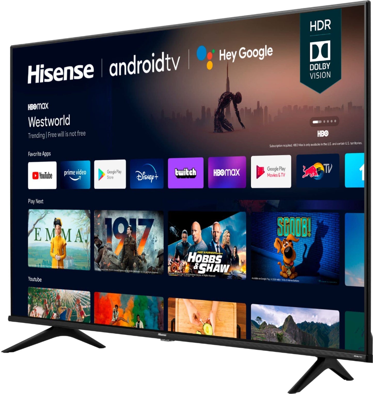 Hisense Television de 43" Class A6G Series LED 4K Ultra HD Smart Android TV Compatible con Netflix, Youtube, Disney+, Google Assistant y Alexa - 43A6GX3 (Reacondicionado)