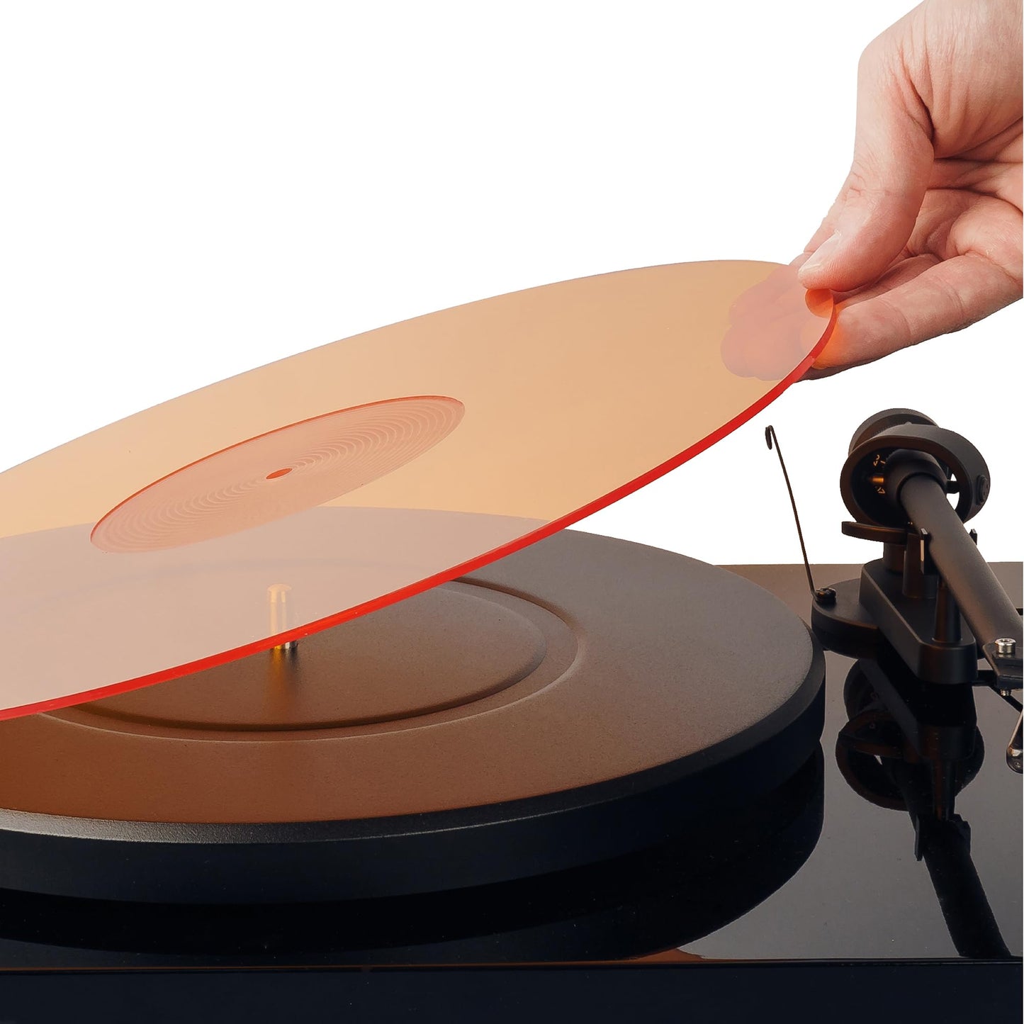 Hudson Hi-Fi Estera giratoria de acrílico - LP Slipmat para tornamesas y Tocadiscos de Vinilo - OrangeLit - Naranja Fuego