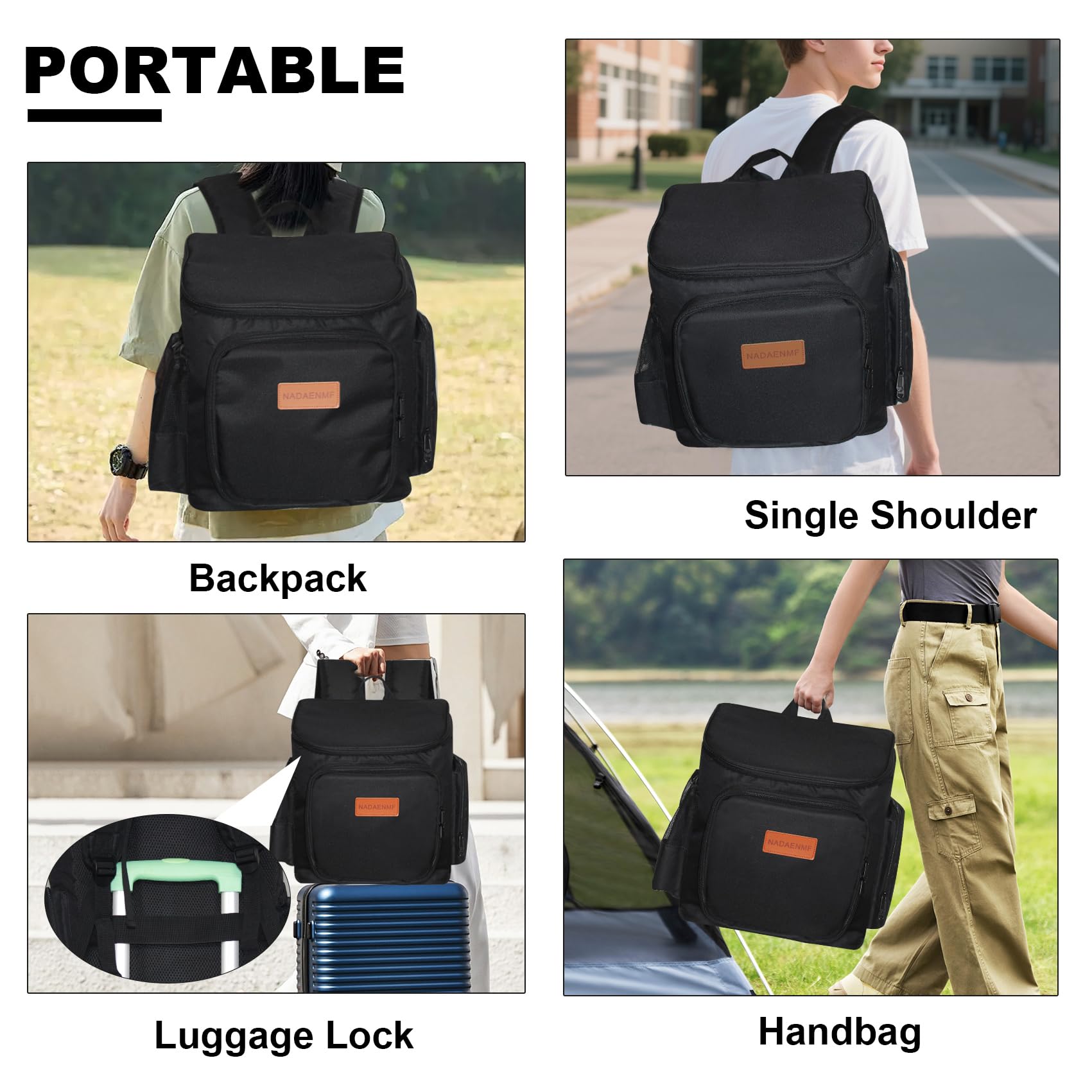 Bolsa de Viaje NADAENMF Negro Grande para Peluquería y Cosmetología