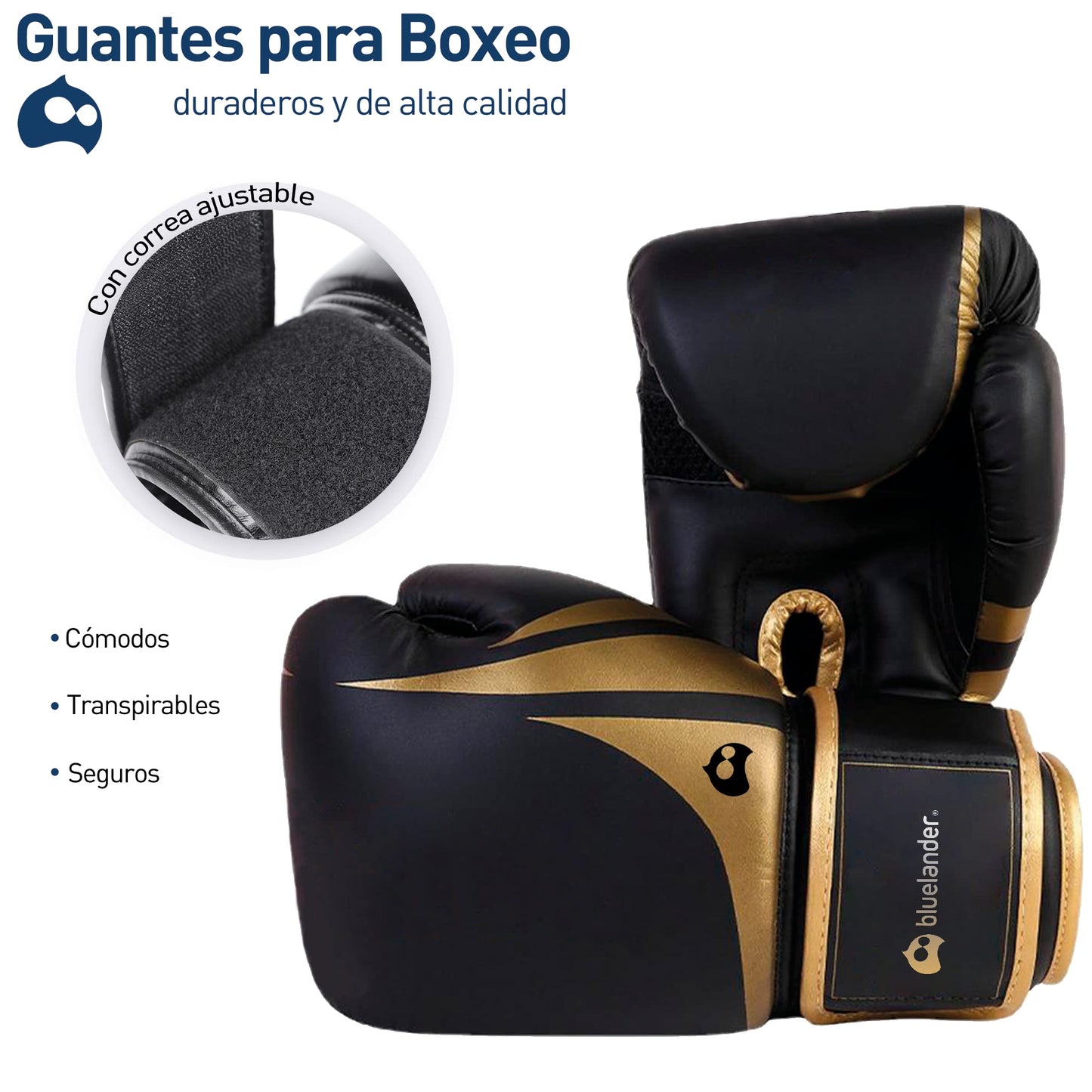 Bluelander Guantes de Boxeo 14 Oz, Guantes de Entrenamiento, para Hombres y Mujeres, con Protector Bucal, Absorción de Impactos y Correa de Velcro, Ideales para Kickboxing y MMA