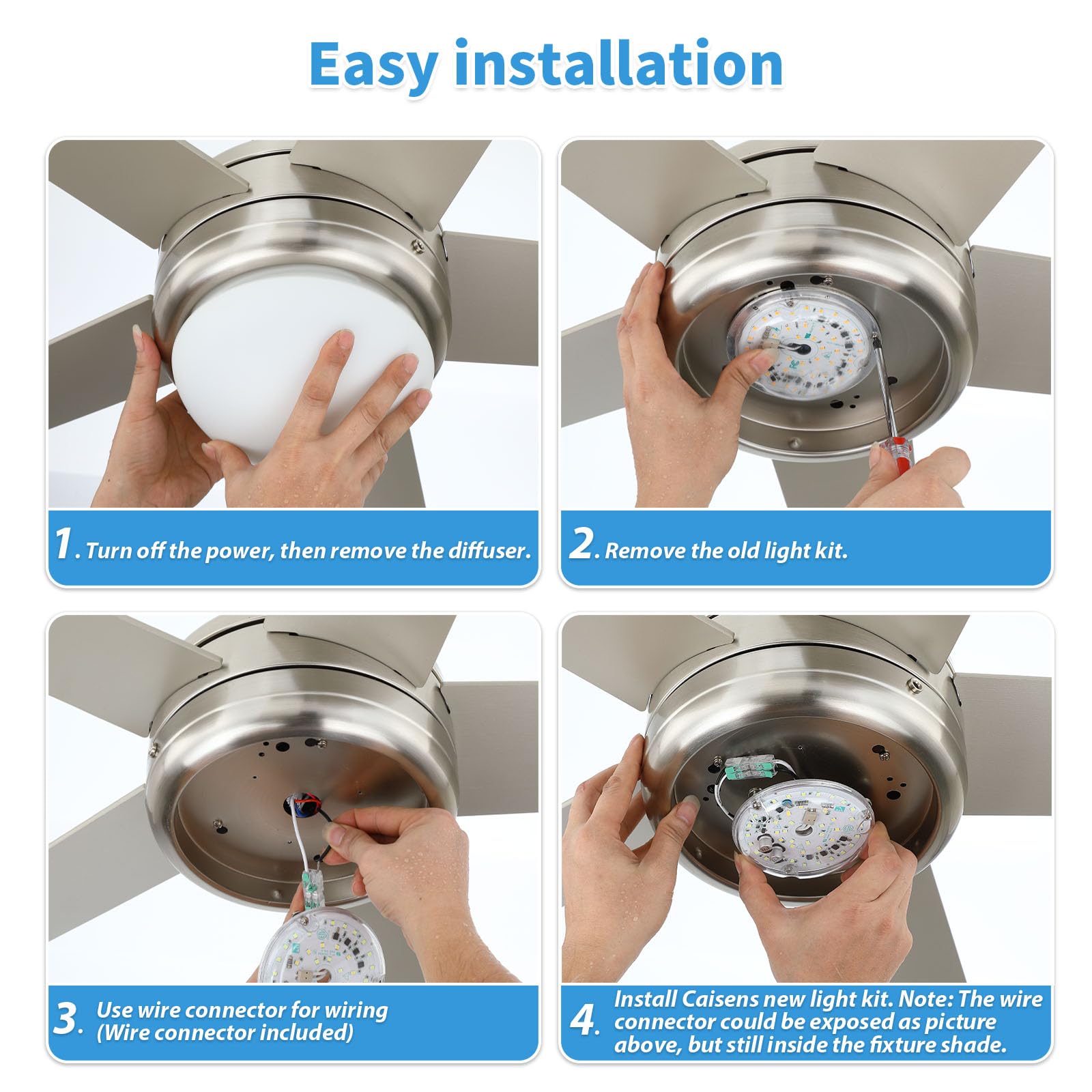 Ventilador de Techo 4 Pulgadas LED 18W 3CCT 1800 Lúmenes 120V CRI90 Reemplazo de Luz