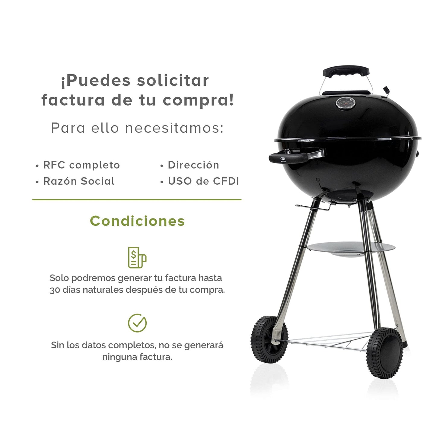 AVERA Asador de Carbon Premium 18" de Acero Reforzado, con Termometro, Ahumador Compensado, Llantas Transportadoras, Para prepapar Carne Asada, BBQ, Parrillada, Aire Libre, Color Negro Gloss, AC18P