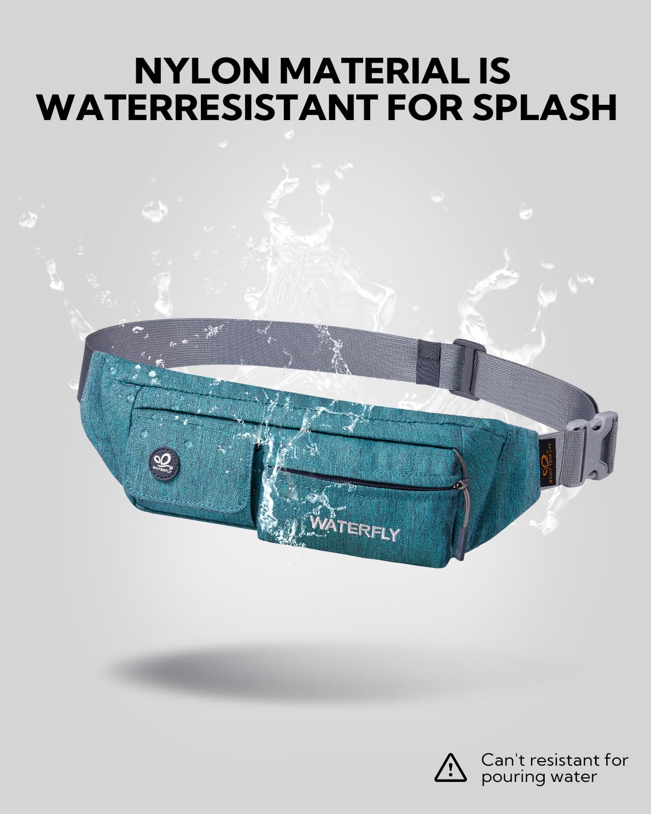 Riñonera WATERFLY Negra delgada Resistente al Agua para Hombre y Mujer