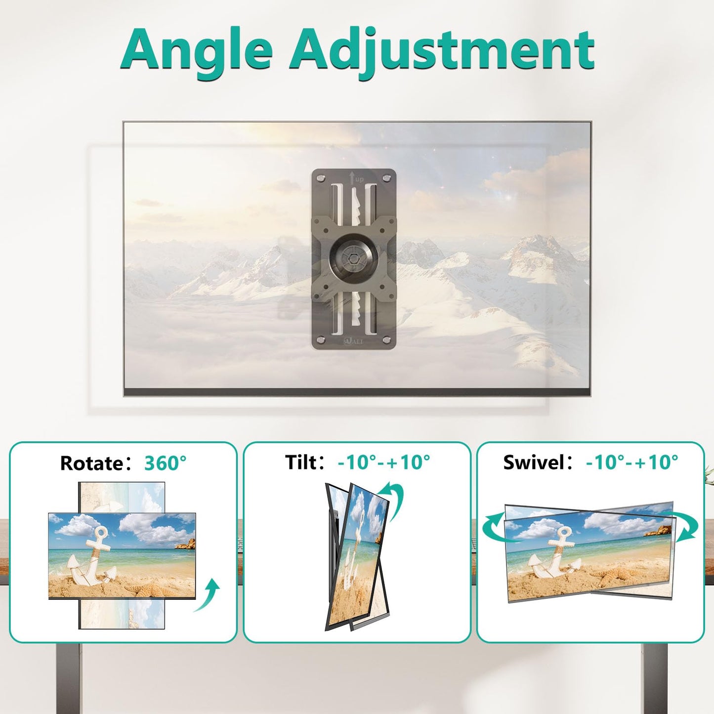 Soporte de Monitor WALI Negro Ajustable para Pared, para Pantallas de 17 a 32 Pulgadas y hasta 8 kg