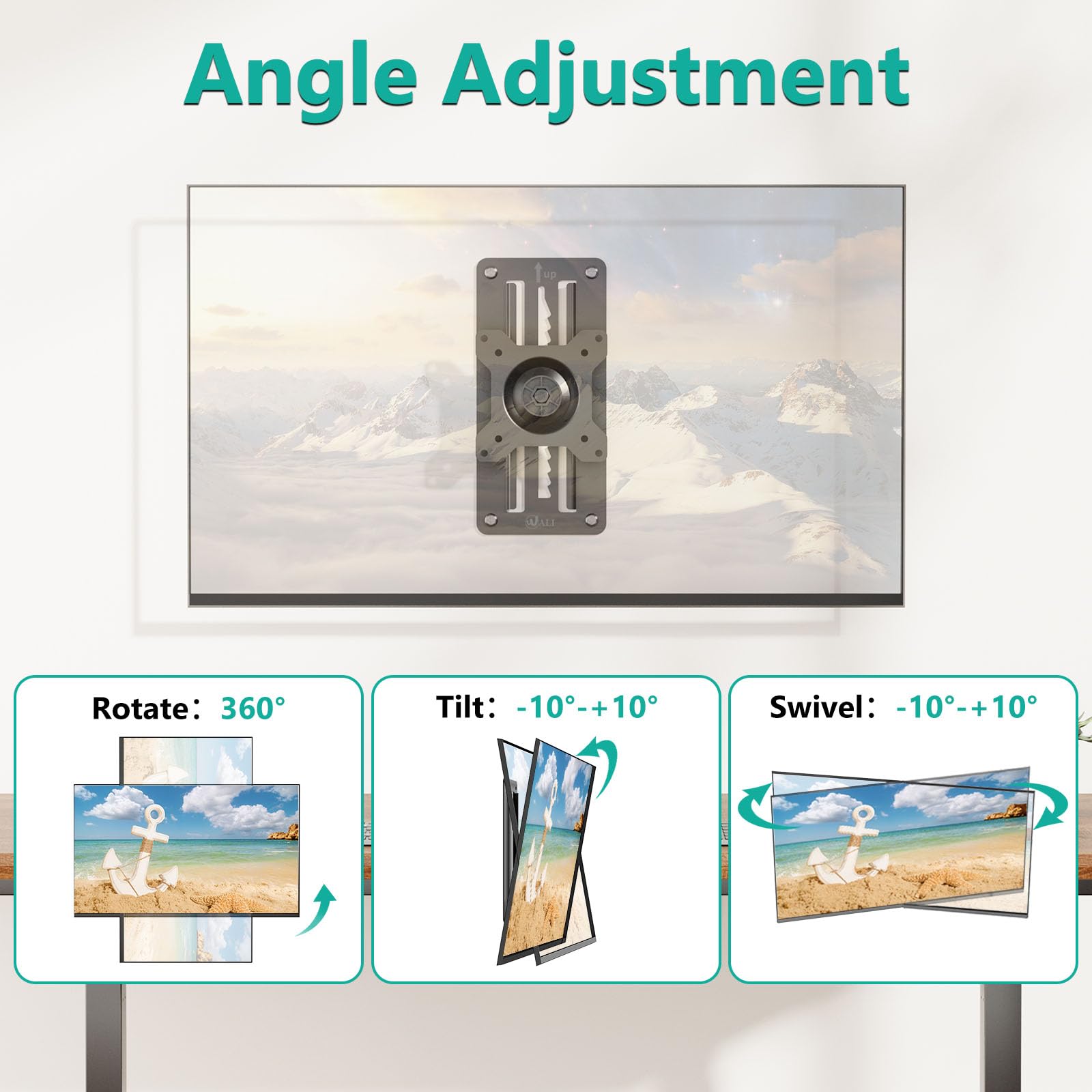 Soporte de Monitor WALI Negro Ajustable para Pared, para Pantallas de 17 a 32 Pulgadas y hasta 8 kg