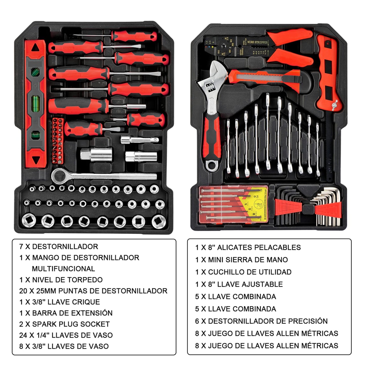 Juego de Herramientas TEENO Negro con Maleta sobre Ruedas para Uso Doméstico