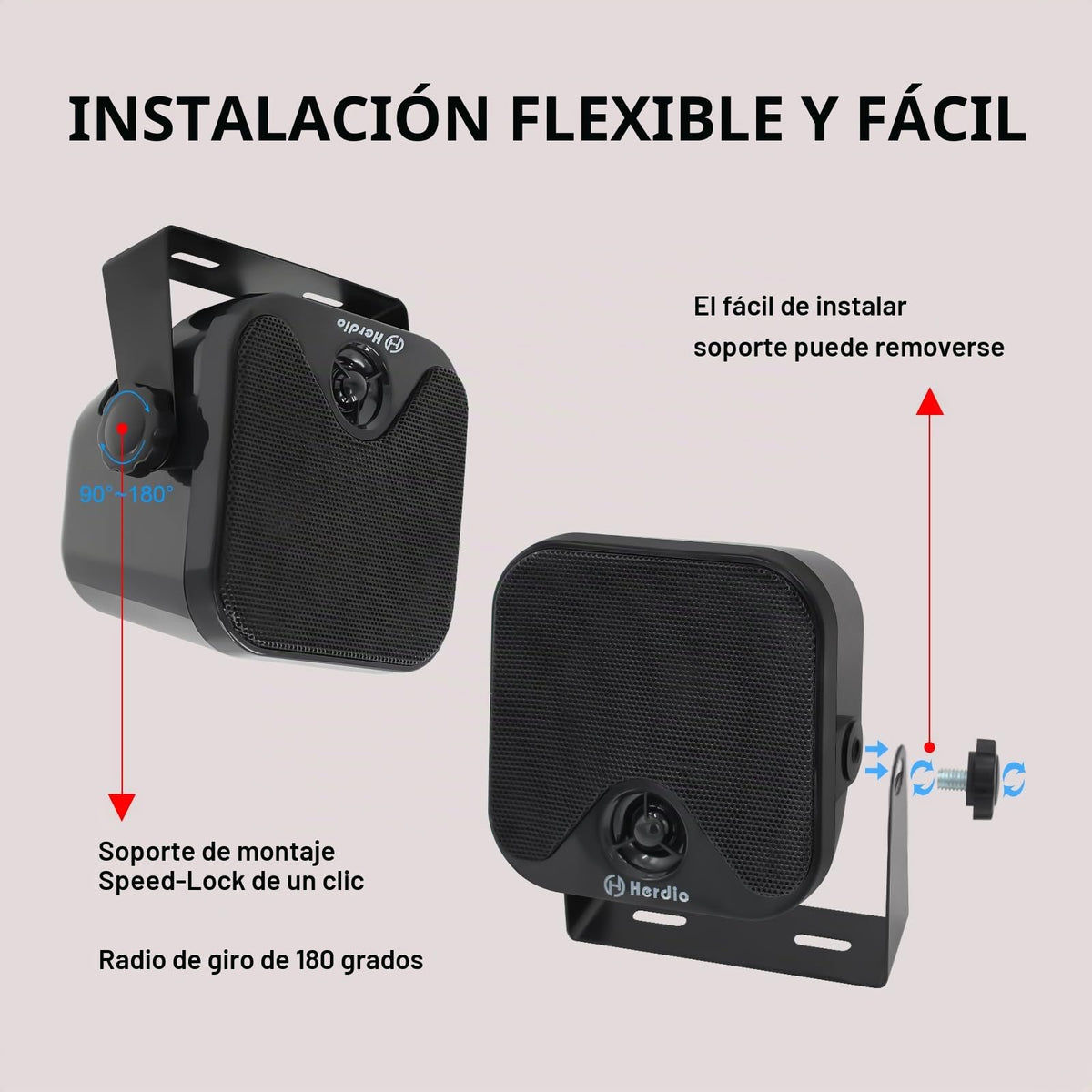 Altavoces Marinos Herdio 4 Pulgadas Negros Duales Impermeables 240W de 2 Vías para Camión, Jeep, ATV, UTV, Carrito de Golf, Tractor