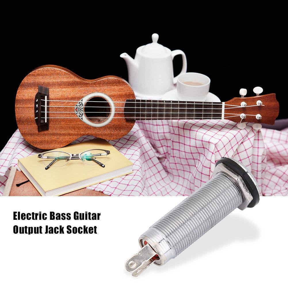 Vbestlife Jack Guitarra Electrica,Toma De Enchufe para Guitarra Eléctrica, Enchufe Toma De Salida Entrada Jack Cilindro Roscado para Pastilla De Bajo Guitarra (Plata)