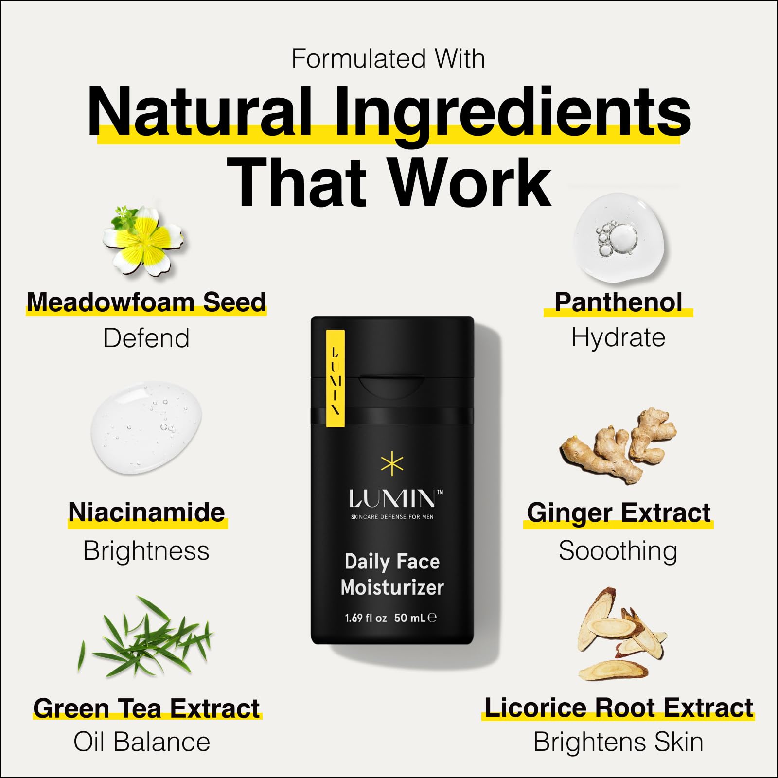 Lumin Bálsamo Hidratante Facial para Hombres - Moisturizer Balm | Crema Humectante que revitaliza, combate el envenjecimiento, la deshidratación, el daño solar y calma la irritación después del afeitado, 2 oz (59 ml)