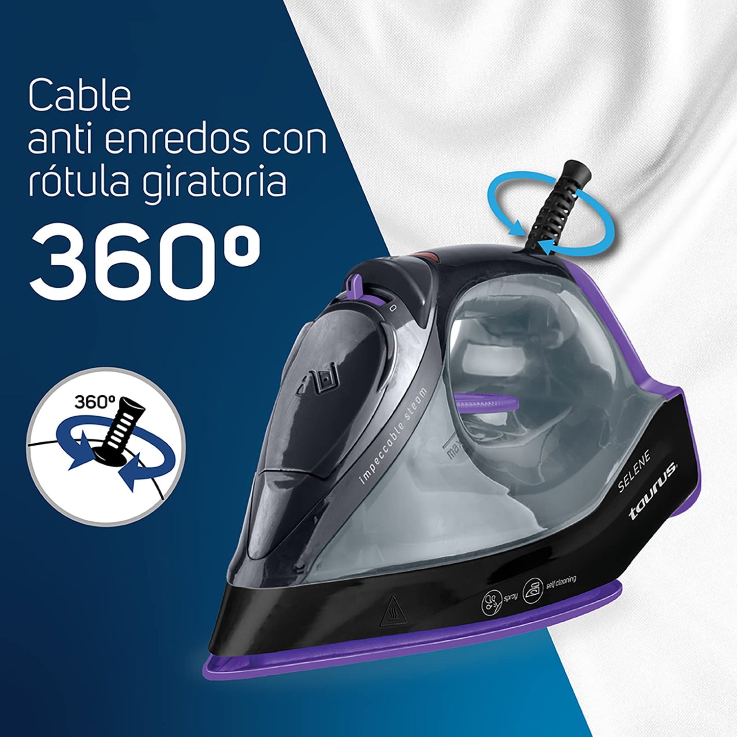 Plancha de Vapor Taurus Selene Antiadherente con Auto-limpieza