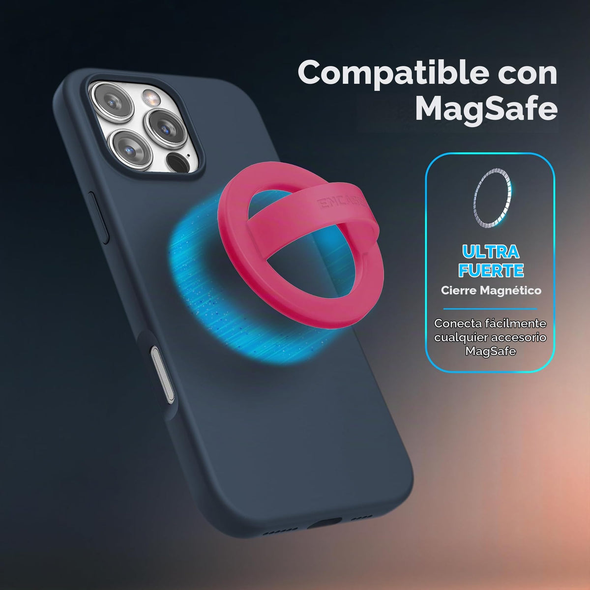 Anillo Magnético de Silicona Encased Rosa Oscuro para iPhone MagSafe