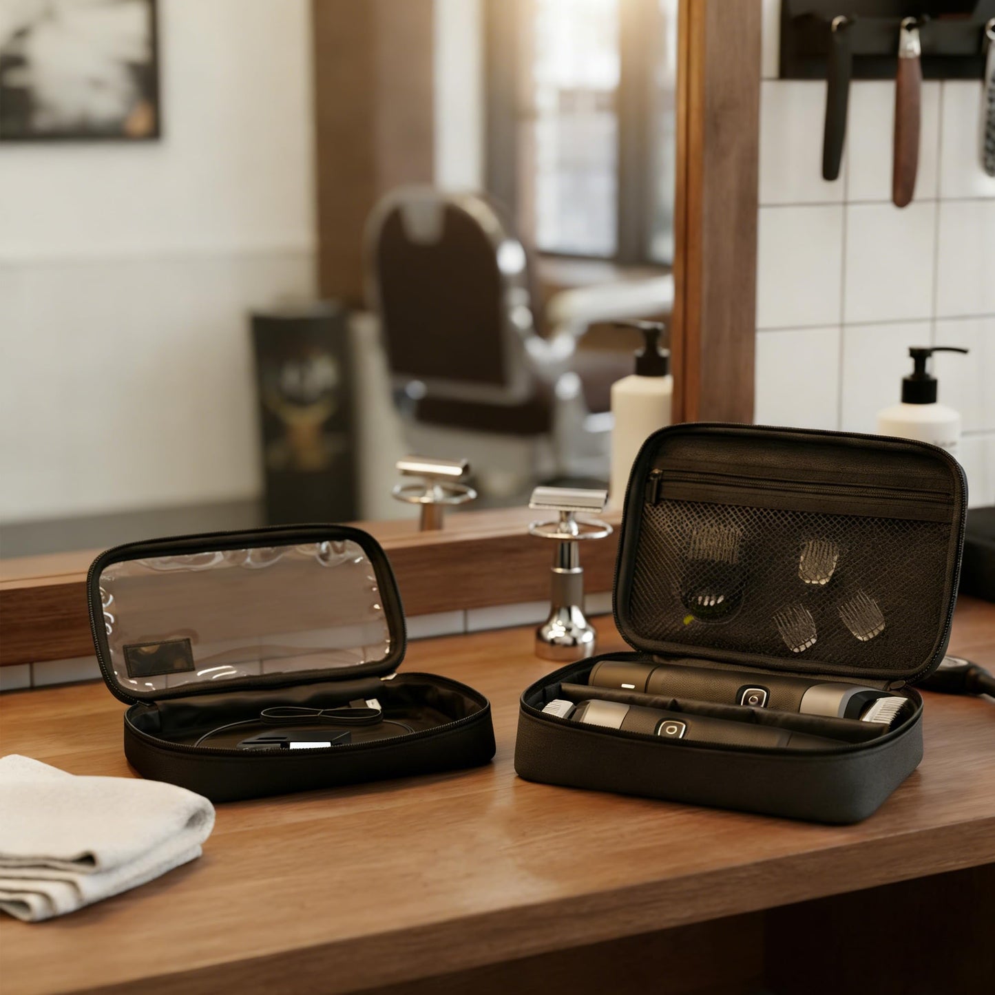Kingshion Bolsa de almacenamiento de viaje compatible con la serie Philips Norelco Multigroom, con bolsillo de malla para accesorios y bolsillo transparente para cargador y accesorios, Prot