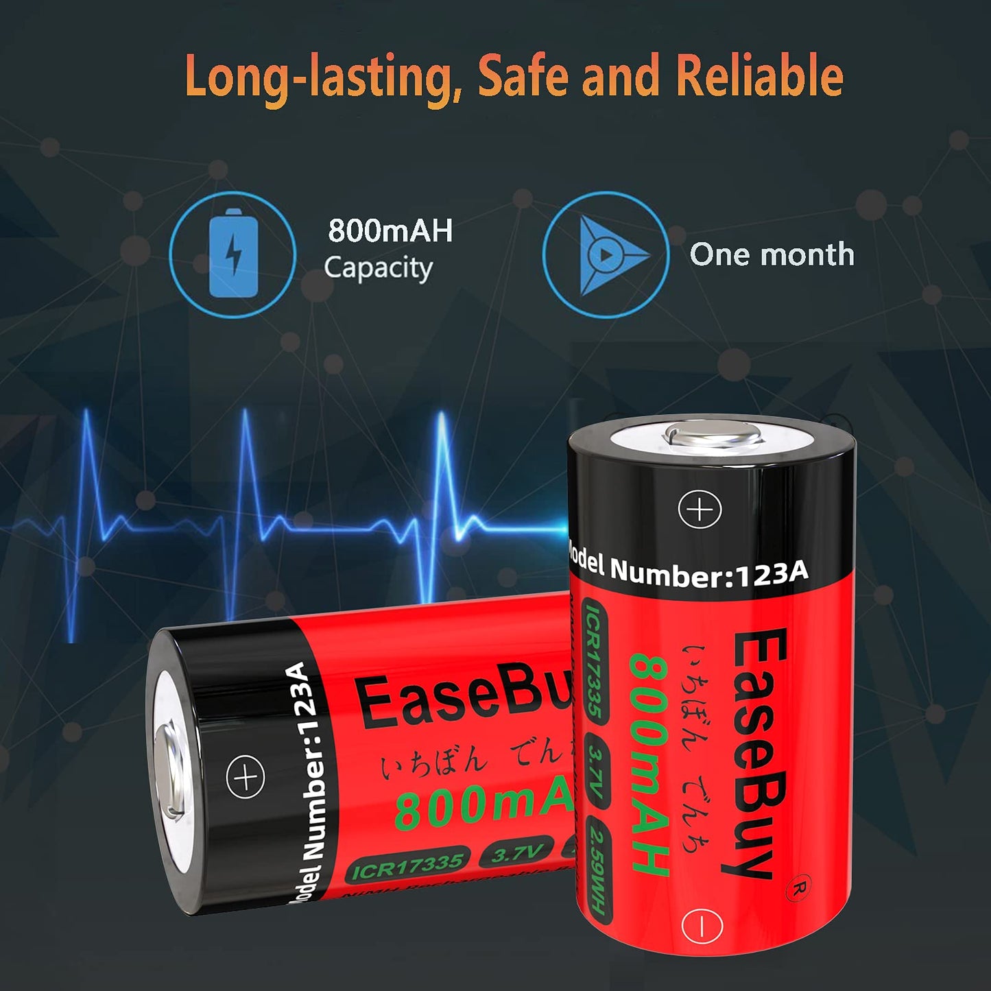 Baterías Recargables EaseBuy 3,7 V con Cargador para Cámaras Arlo y Linterna