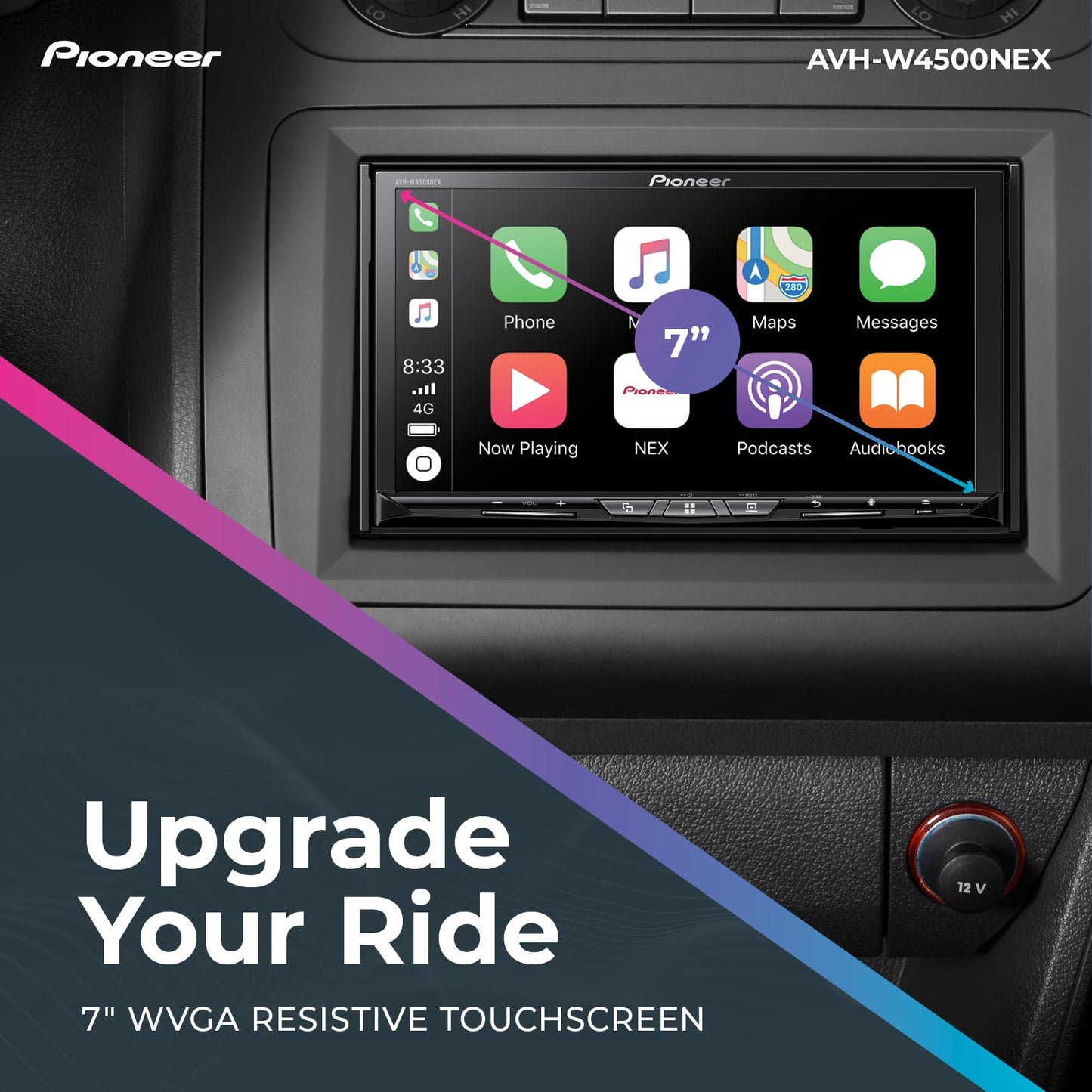 PIONEER - Espejo inalámbrico Doble DIN para Android Auto, Receptor de DVD