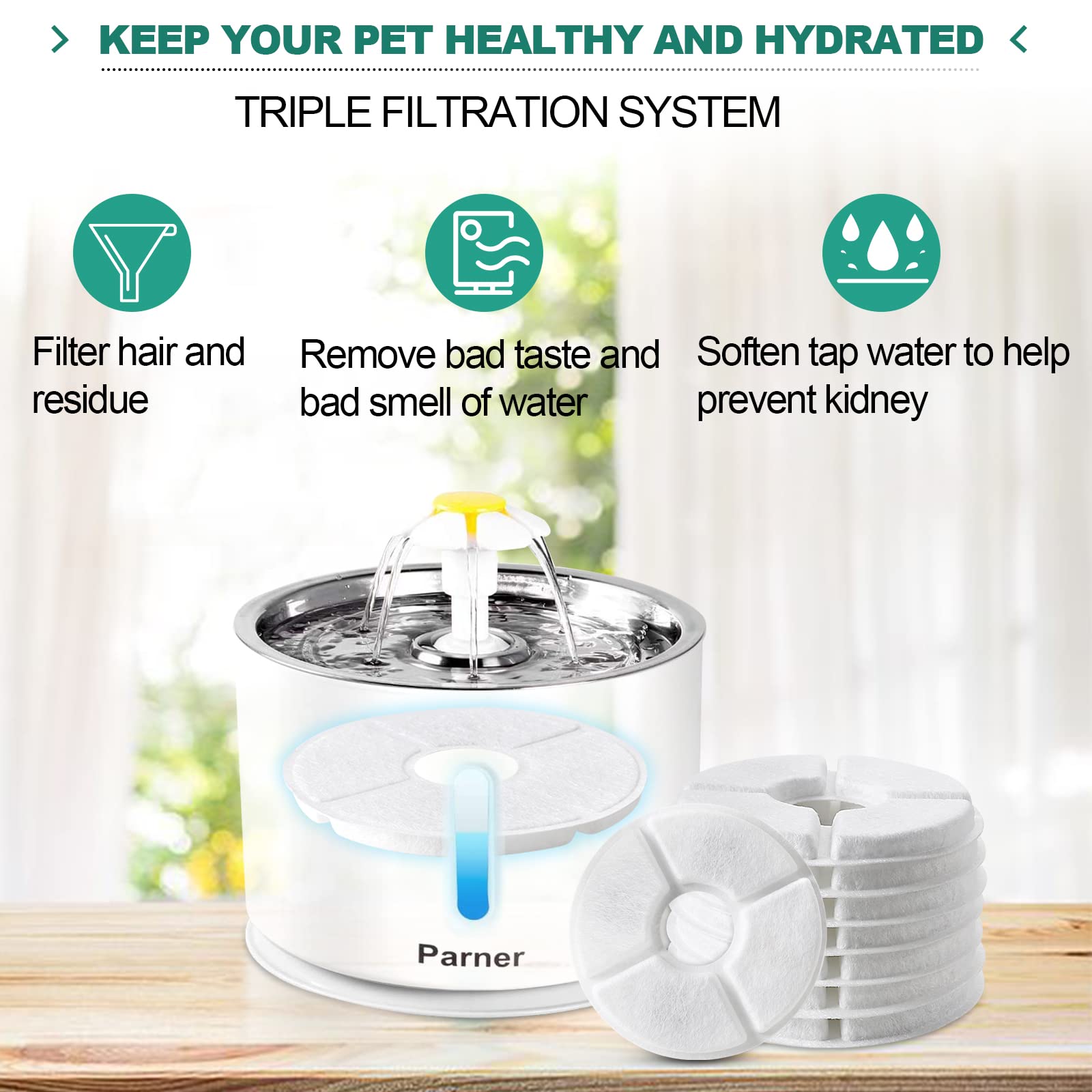 Filtros para Fuentes Parner Cuatro Paquetes para Gatos y Perros