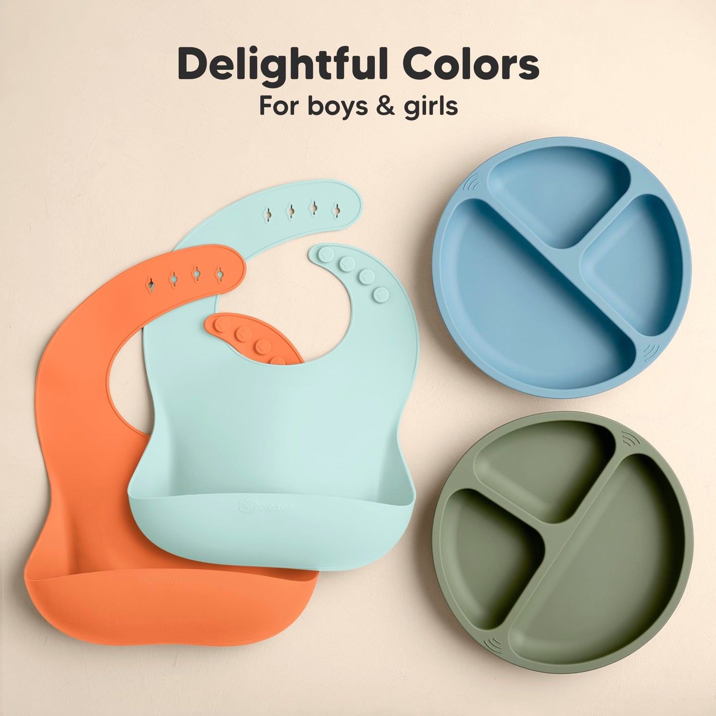 KeaBabies - Paquete de 2 baberos de silicona para bebés, baberos de silicona para comer, baberos de silicona pura de grado alimenticio, baberos para niños pequeños, baberos impermeables, baberos de