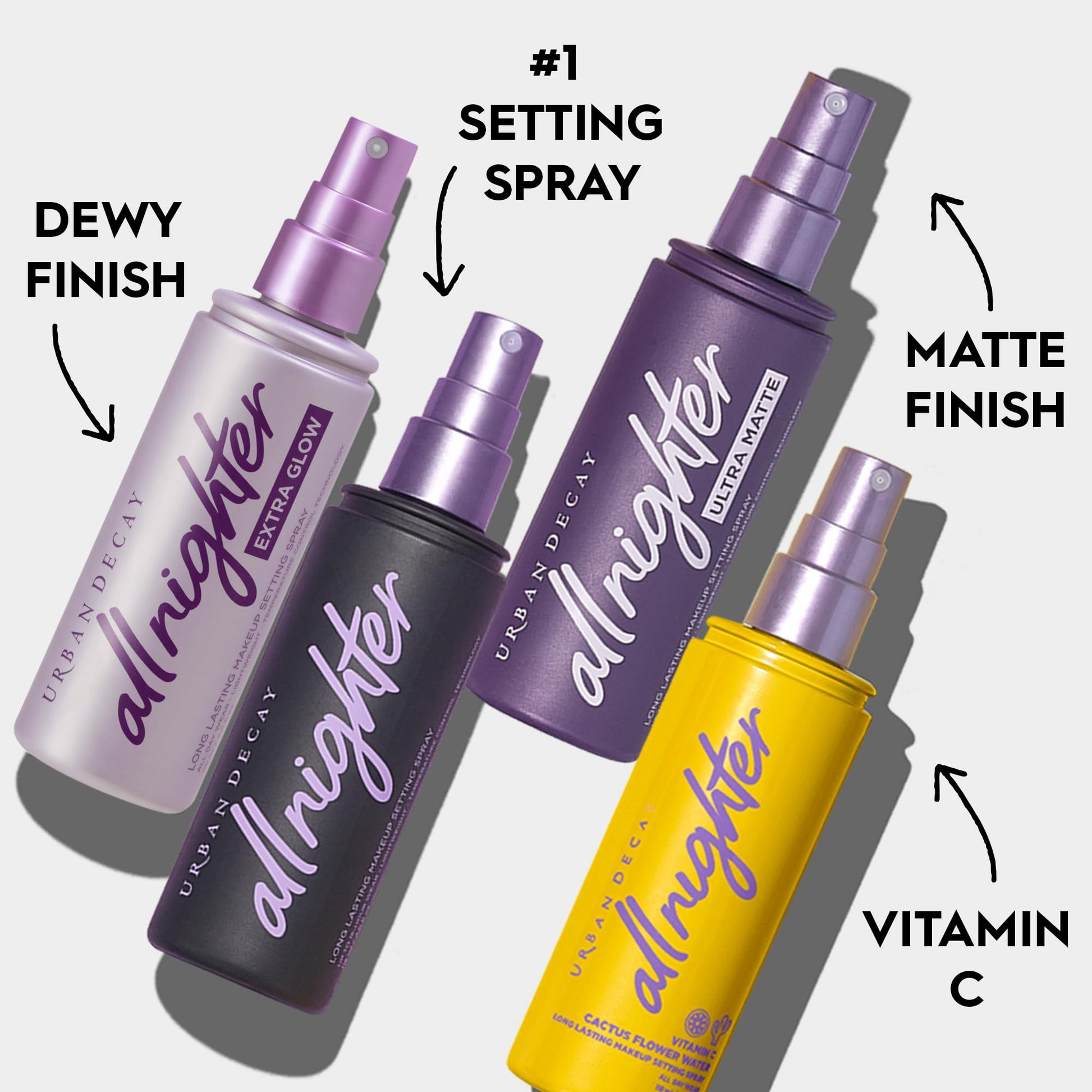 Urban Decay All Nighter Setting Spray Vitamin C fijador de maquillaje hasta por 16hrs acabado luminoso, tamaño de viaje, 30ml