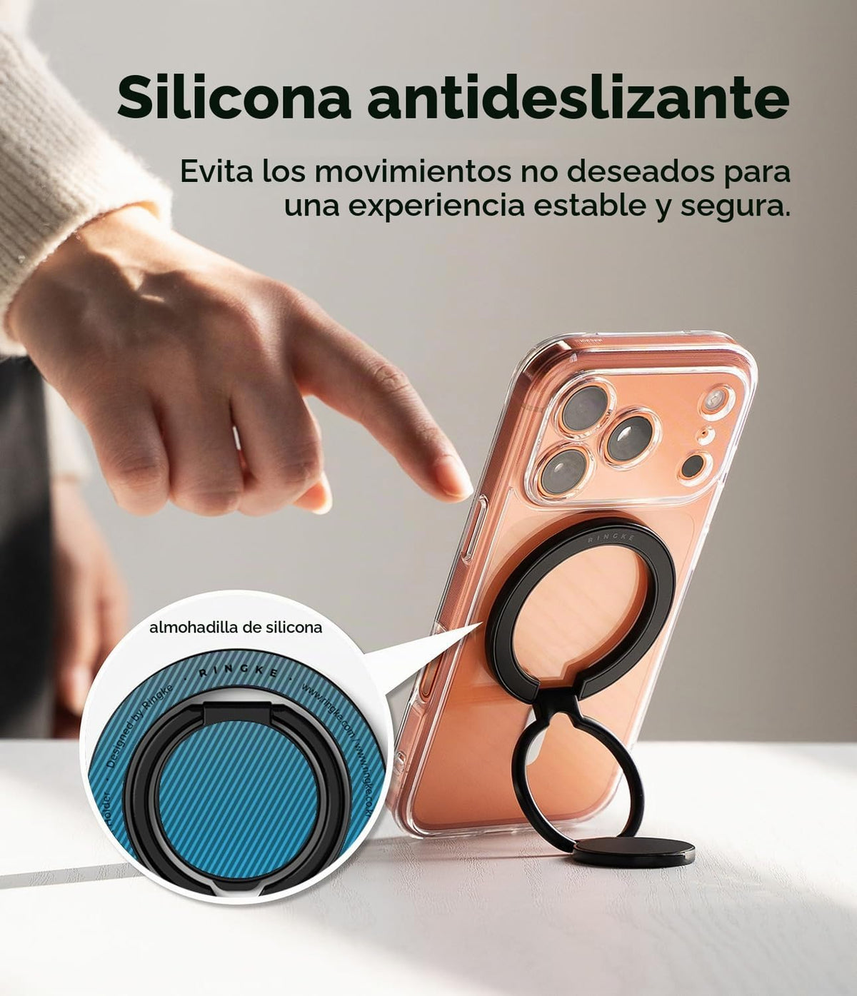 Soporte Magnético Dual Ringke Negro Ajustable para iPhone, Galaxy y Pixel