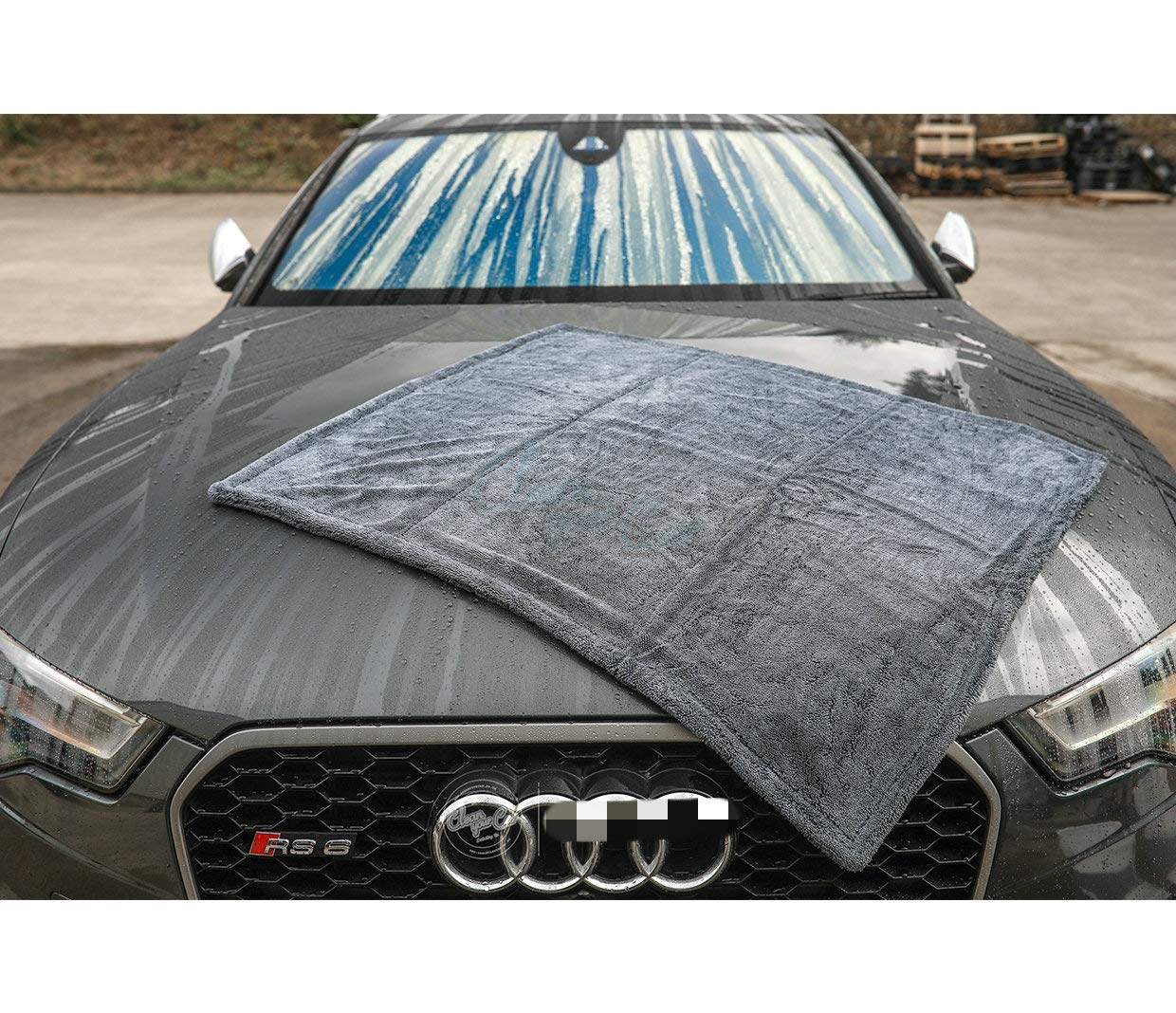 Toalla de Secado de Microfibra, Absorción Superior, Gris, para Coches, Camiones y SUV