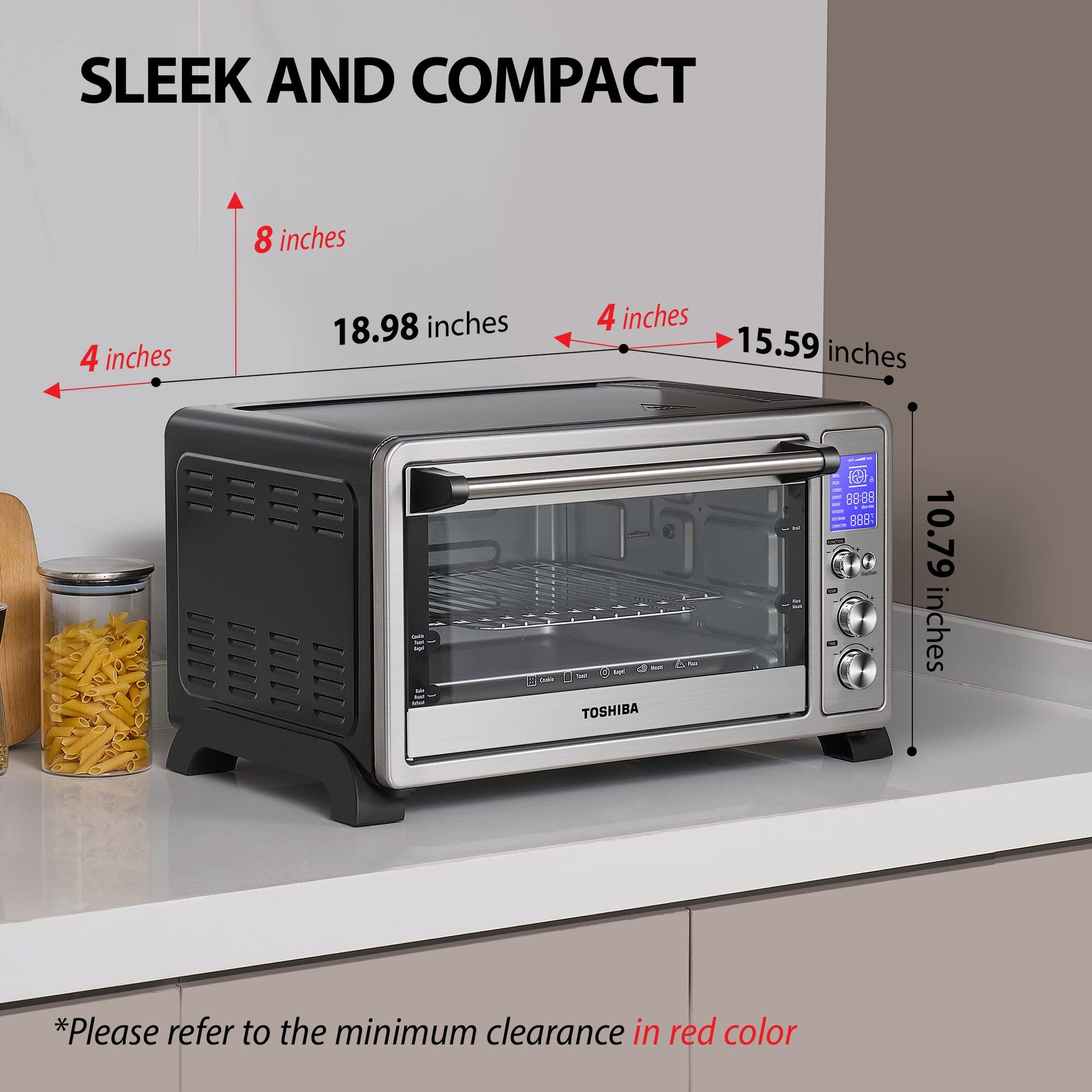 Toshiba AC25CEW-SS Digital oven with Convection/Toast/Bake/Broil Function 6-Slice Bread/12-Inch Pizza Stainless Steel