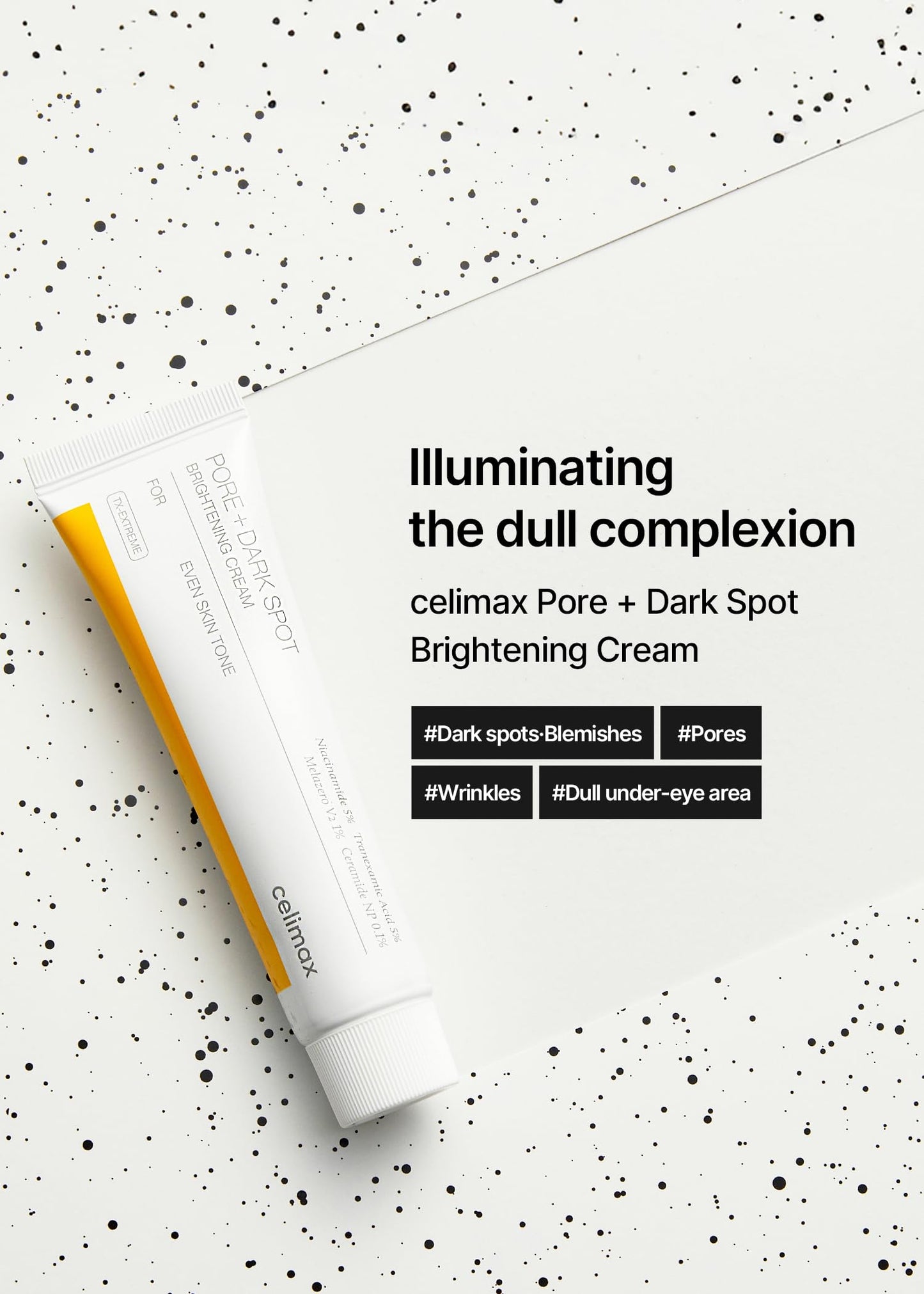 celimax Crema iluminadora de manchas oscuras Pore+, Con niacinamida, ácido tranexámico, crema TXA, minimizadora de poros, no irritante, hidratante, para pieles sensibles, crema de uso diario, 35 m